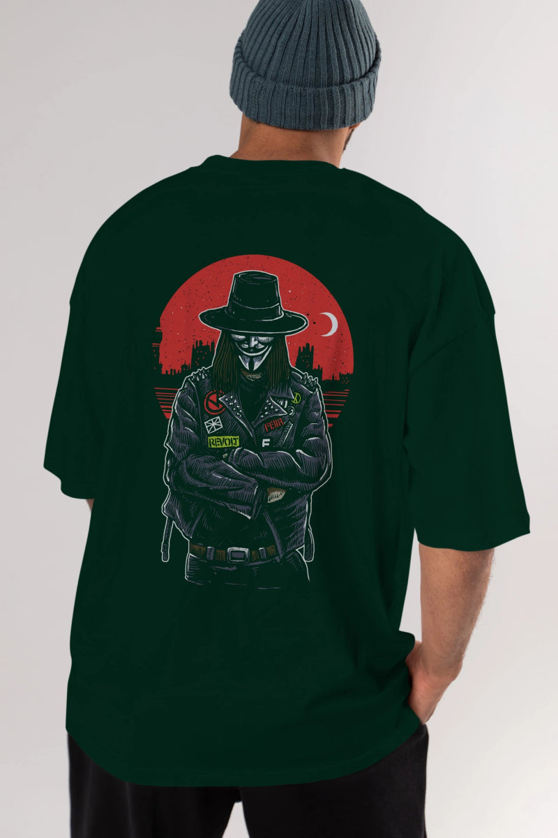 vendetta Arka Baskılı Oversize t-shirt Erkek Kadın Unisex %100 Pamuk - Cilexi