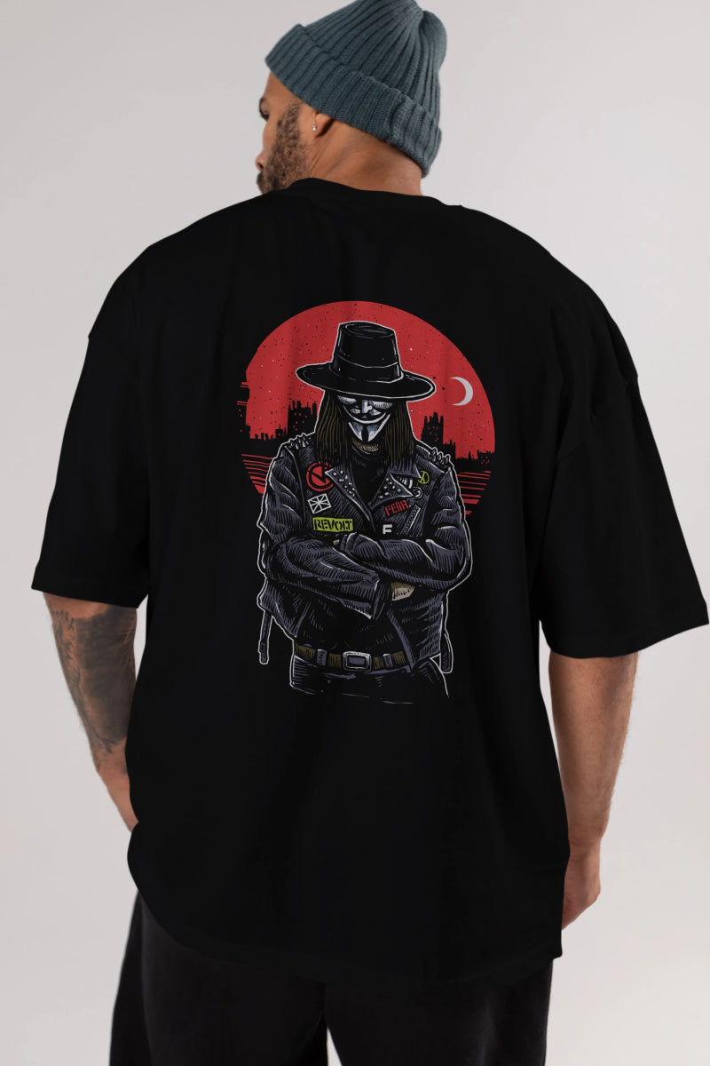 vendetta Arka Baskılı Oversize t-shirt Erkek Kadın Unisex %100 Pamuk - Cilexi