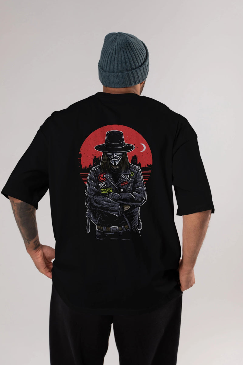 vendetta Arka Baskılı Oversize t-shirt Erkek Kadın Unisex %100 Pamuk - Cilexi