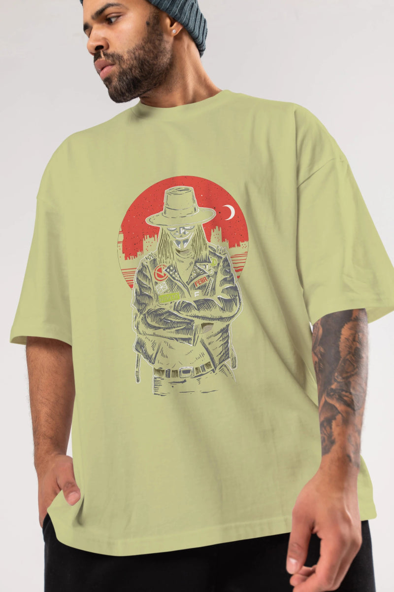 vendetta Ön Baskılı Oversize t-shirt Erkek Kadın Unisex %100 Pamuk tişort - Cilexi