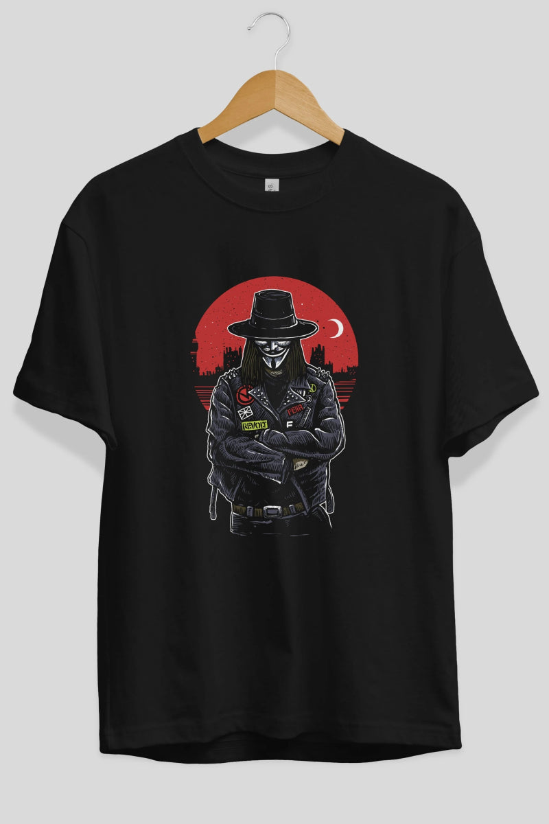 vendetta Ön Baskılı Oversize t-shirt Erkek Kadın Unisex %100 Pamuk tişort - Cilexi
