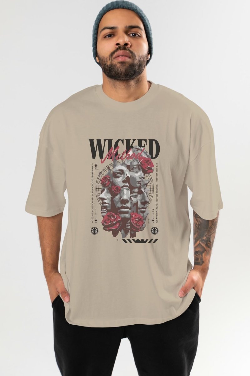 Wicked Method ön Baskılı Oversize t-shirt Erkek Kadın %100 Pamuk Bisiklet Yaka tişort - Cilexi