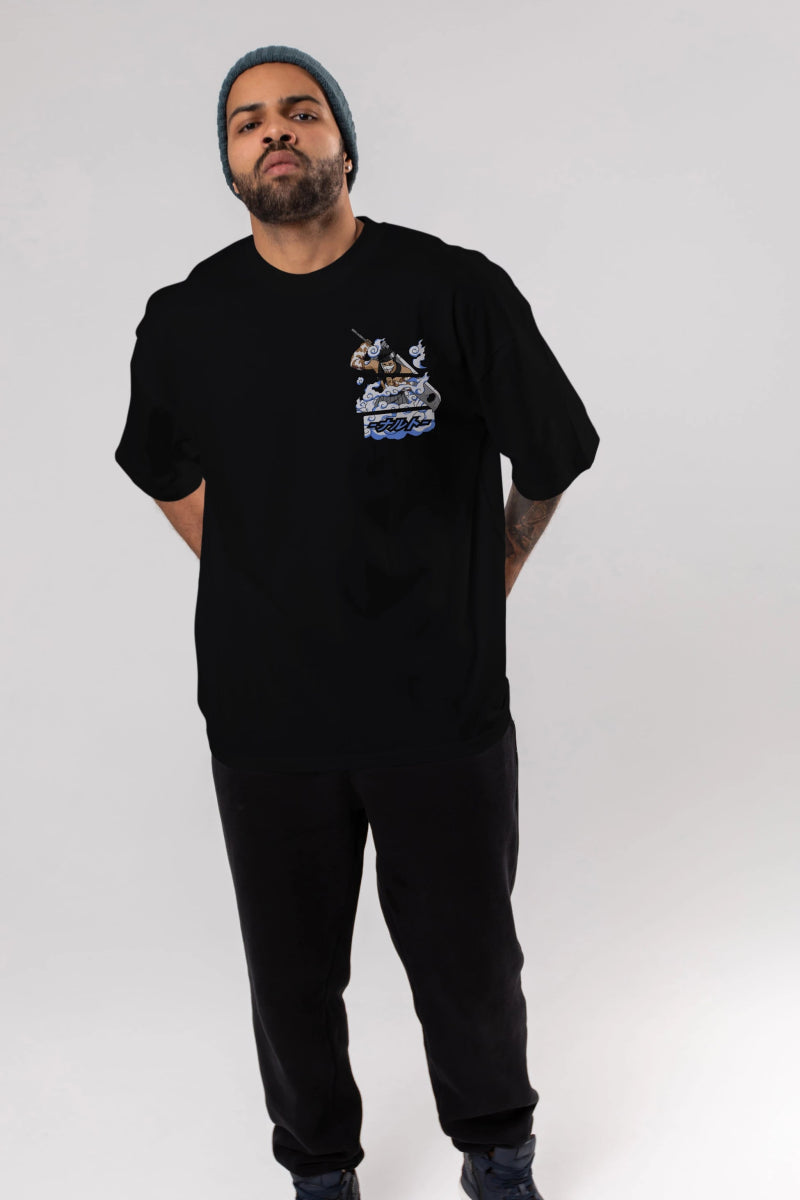 zabuza momochi Ön Sol Baskılı Oversize t-shirt Erkek Kadın Unisex %100 Pamuk Bisiklet Yaka tişort - Cilexi