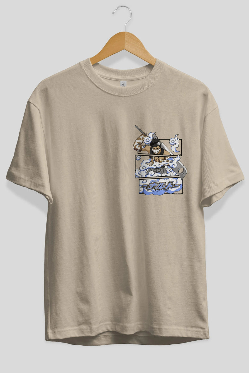 zabuza momochi Ön Sol Baskılı Oversize t-shirt Erkek Kadın Unisex %100 Pamuk Bisiklet Yaka tişort - Cilexi