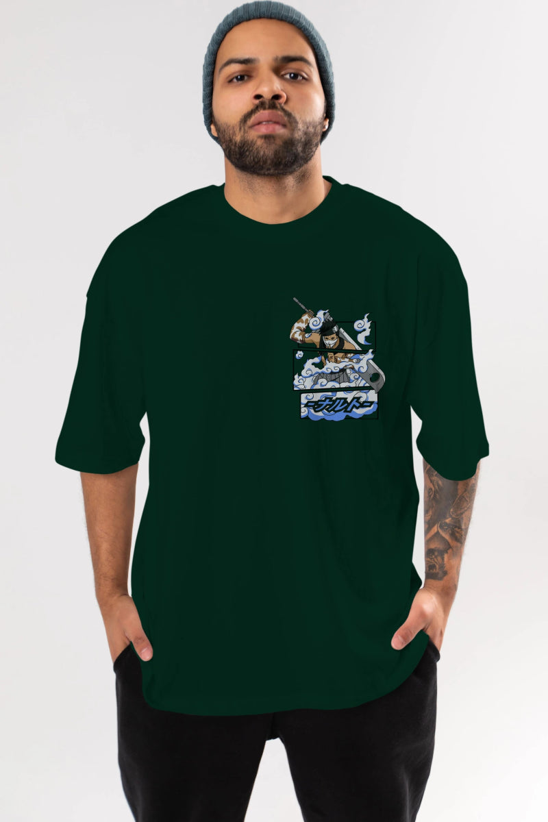 zabuza momochi Ön Sol Baskılı Oversize t-shirt Erkek Kadın Unisex %100 Pamuk Bisiklet Yaka tişort - Cilexi