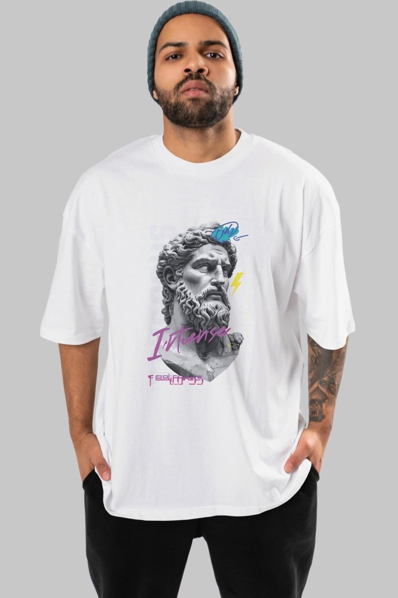 Zeus Intense ön Baskılı Oversize t-shirt Erkek Kadın %100 Pamuk Bisiklet Yaka tişort - Cilexi