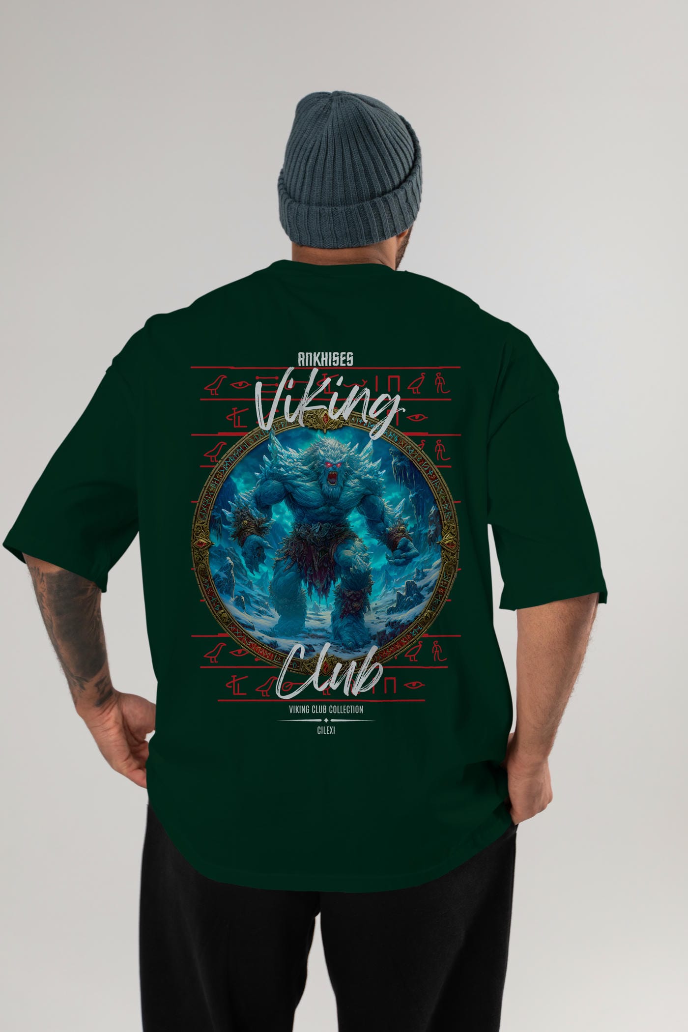Ymir Arka Baskılı Oversize t-shirt Erkek Kadın %100 Pamuk Bisiklet Yaka tişort