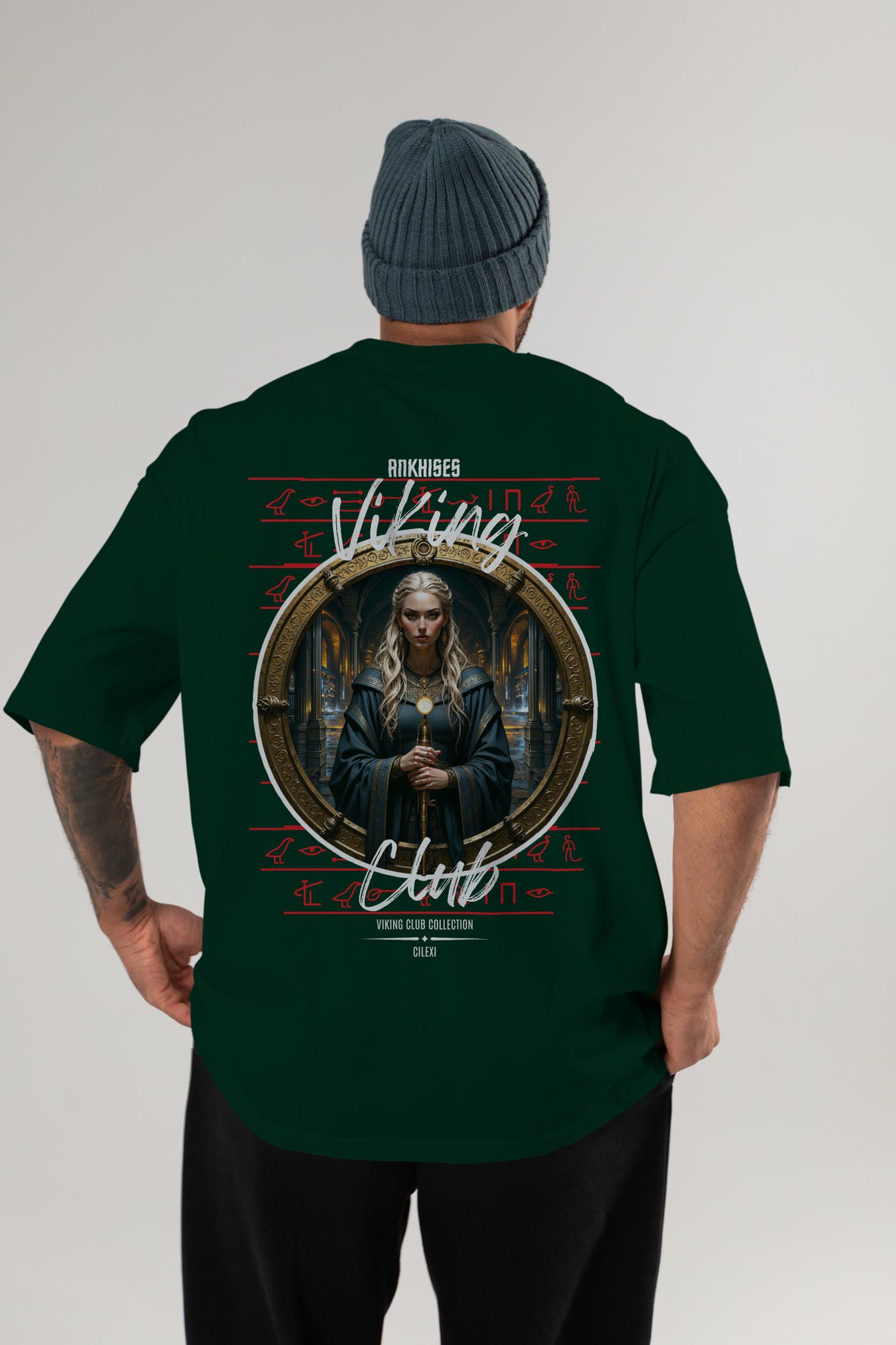 Viking Mitolojisi Serisi 5 Arka Baskılı Oversize t-shirt Erkek Kadın %100 Pamuk Bisiklet Yaka tişort