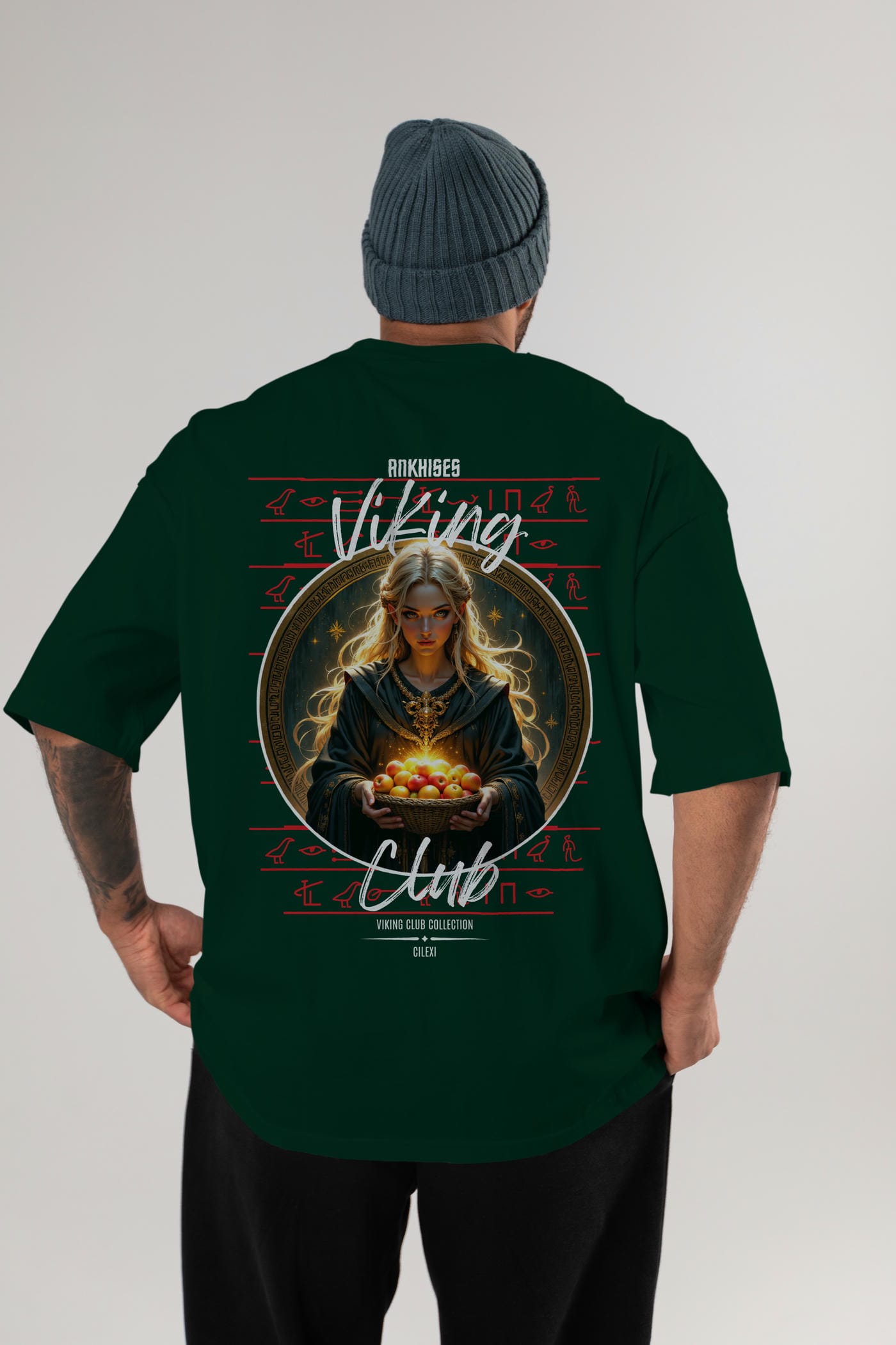 Viking Mitolojisi Serisi 16 Arka Baskılı Oversize t-shirt Erkek Kadın %100 Pamuk Bisiklet Yaka tişort