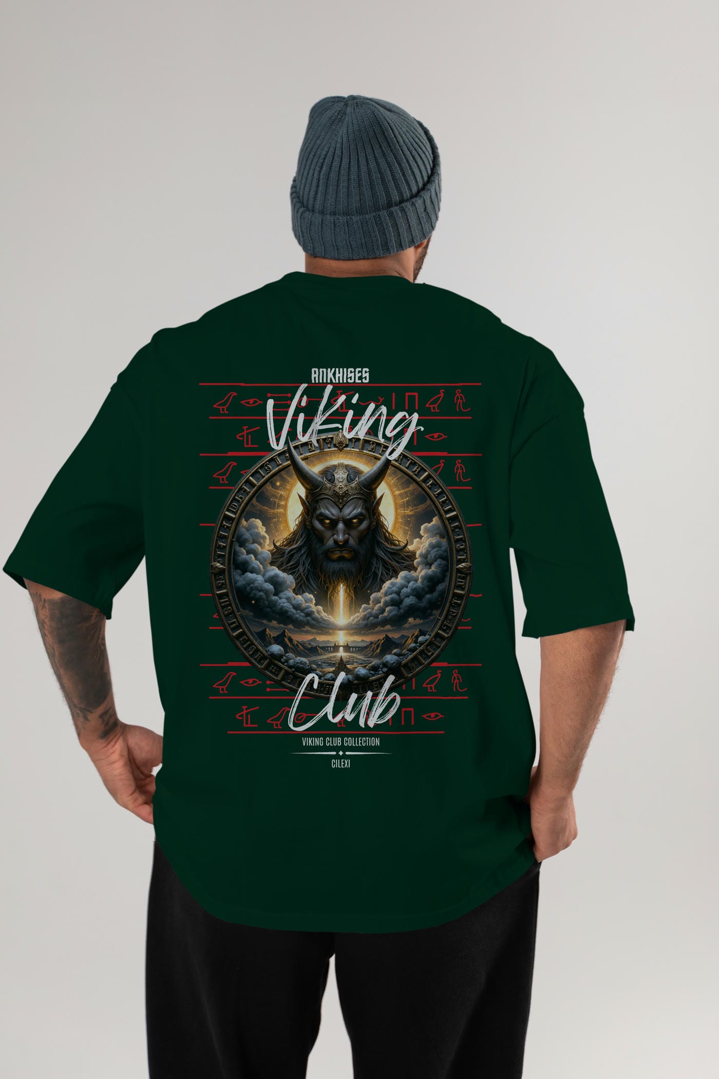 Viking Mitolojisi Serisi 9 Arka Baskılı Oversize t-shirt Erkek Kadın %100 Pamuk Bisiklet Yaka tişort