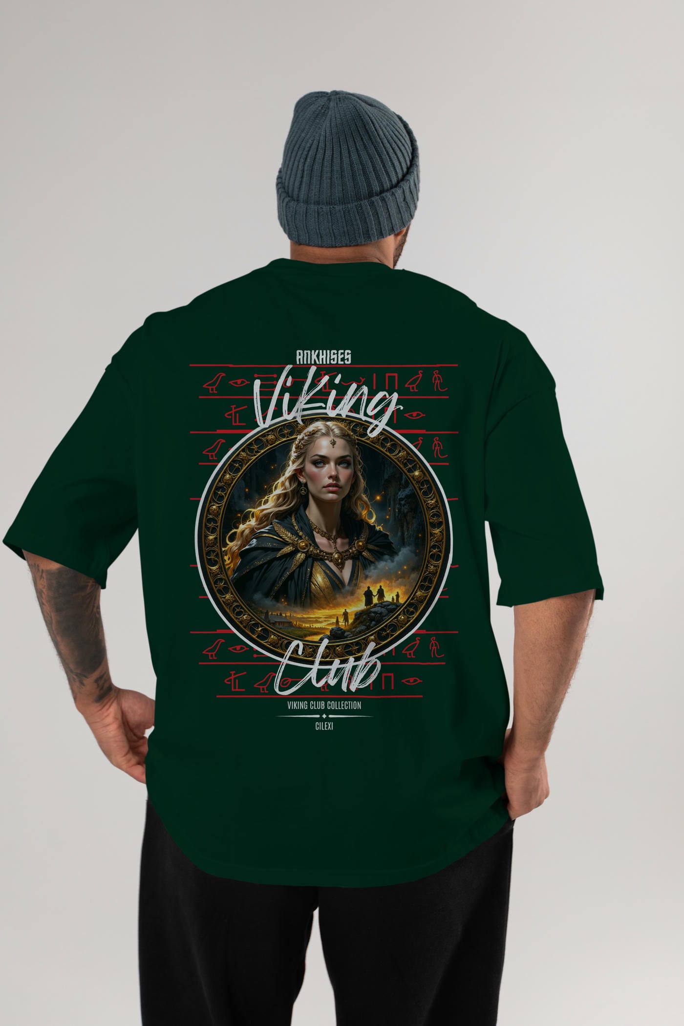 Viking Mitolojisi Serisi 1 Arka Baskılı Oversize t-shirt Erkek Kadın %100 Pamuk Bisiklet Yaka tişort