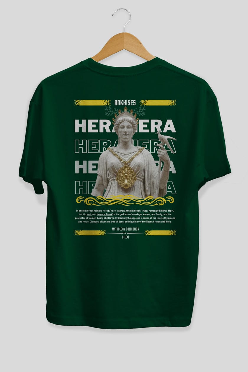 Hera 2 Arka Baskılı Oversize t-shirt Erkek Kadın %100 Pamuk Bisiklet Yaka tişort