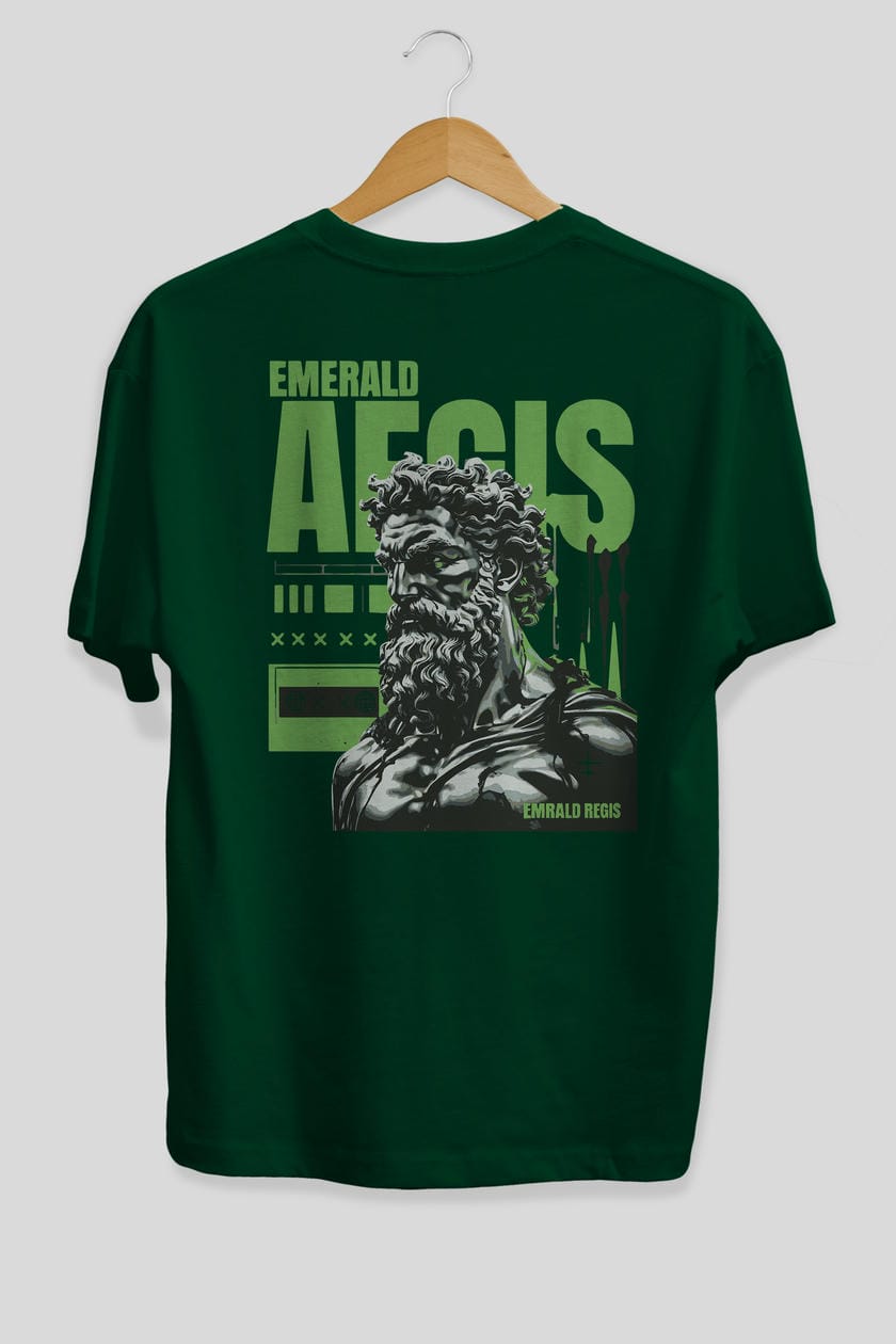 Emrald Regis Arka Baskılı Oversize t-shirt Erkek Kadın %100 Pamuk Bisiklet Yaka tişort