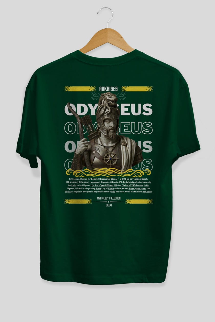 Odysseus 2 Arka Baskılı Oversize t-shirt Erkek Kadın %100 Pamuk Bisiklet Yaka tişort