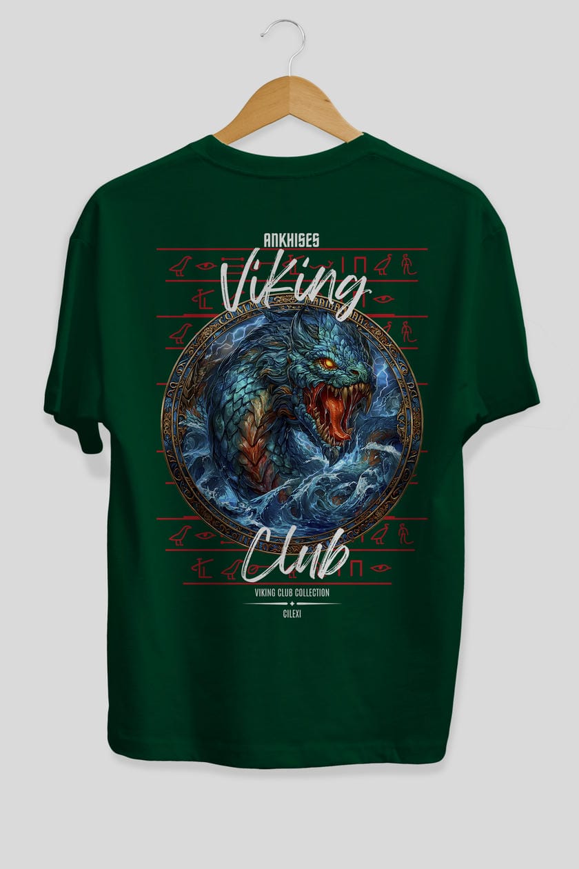 Jörmungandr Baskılı Oversize t-shirt Erkek Kadın %100 Pamuk Bisiklet Yaka tişort