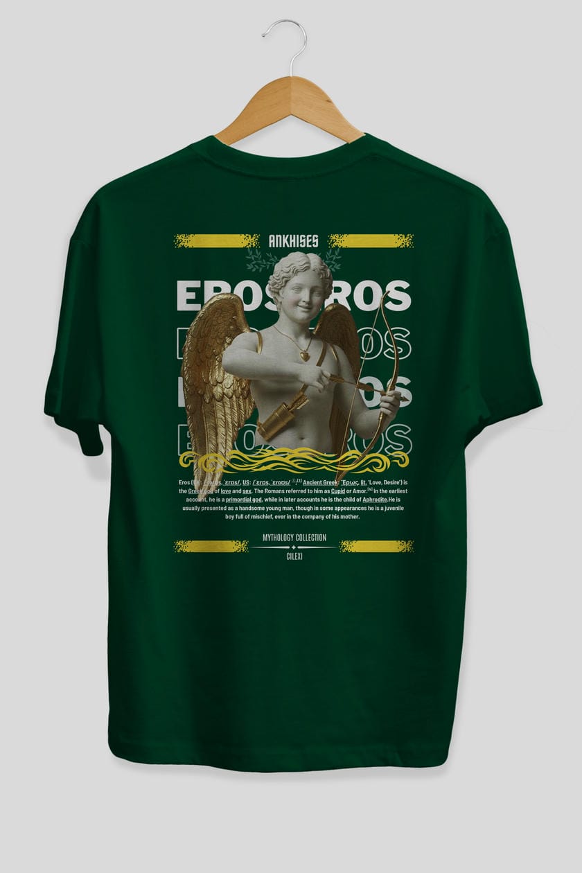 Eros Arka Baskılı Oversize t-shirt Erkek Kadın %100 Pamuk Bisiklet Yaka tişort
