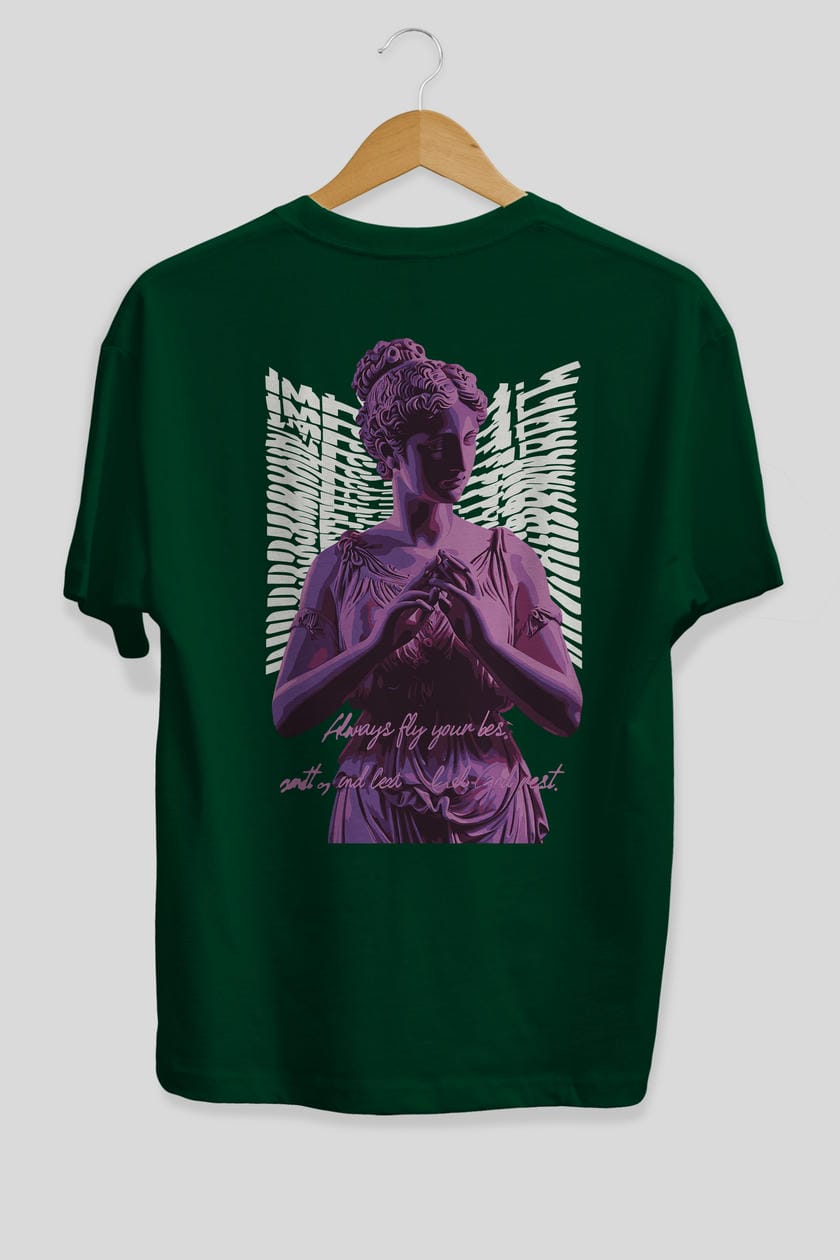 Always Fly Arka Baskılı Oversize t-shirt Erkek Kadın %100 Pamuk Bisiklet Yaka tişort