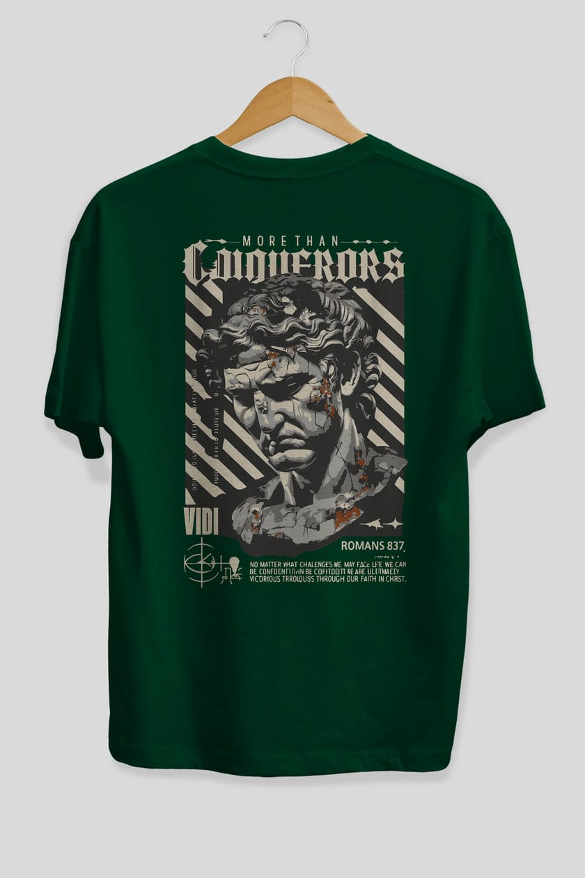 Roman Conqueror Arka Baskılı Oversize t-shirt Erkek Kadın %100 Pamuk Bisiklet Yaka tişort