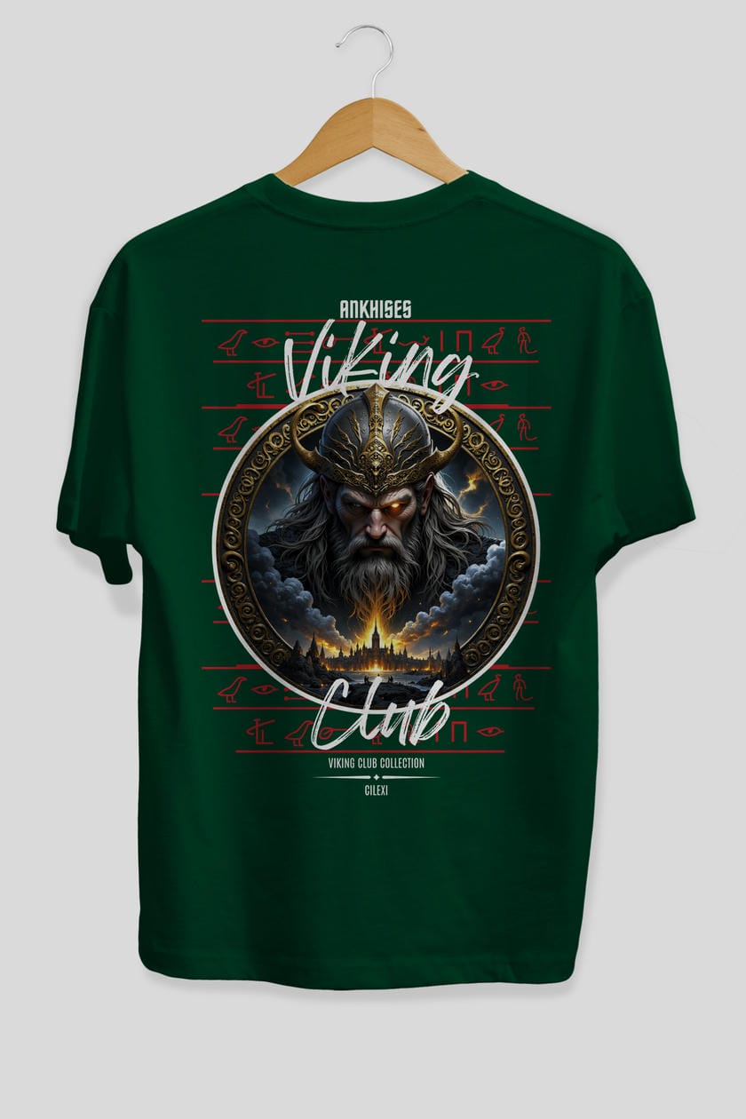 Odin 2 Arka Baskılı Oversize t-shirt Erkek Kadın %100 Pamuk Bisiklet Yaka tişort