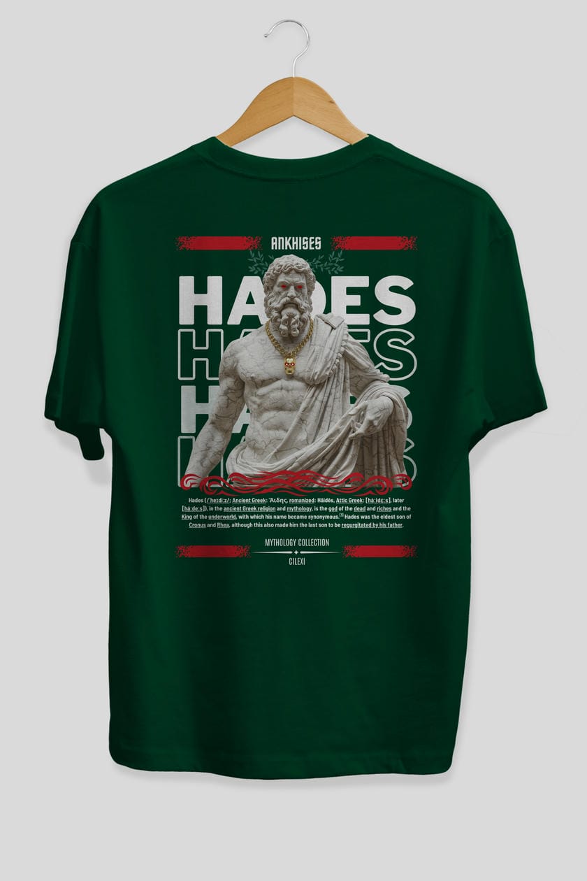 Hades 2 Arka Baskılı Oversize t-shirt Erkek Kadın %100 Pamuk Bisiklet Yaka tişort