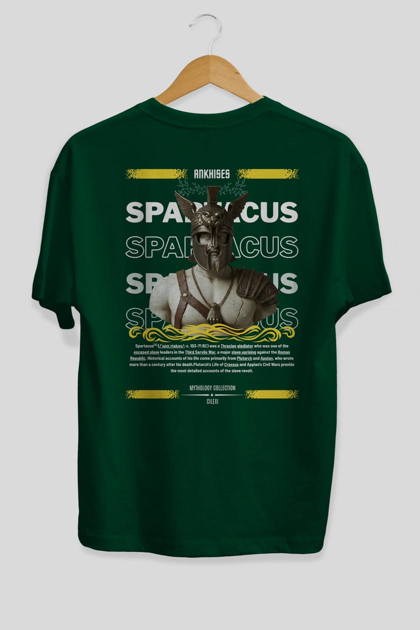 Spartacus 1 Arka Baskılı Oversize t-shirt Erkek Kadın %100 Pamuk Bisiklet Yaka tişort