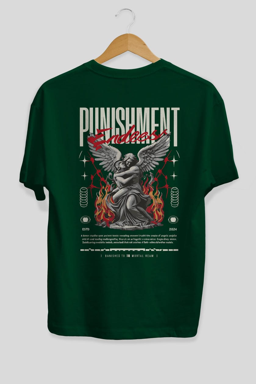 Punishment Endeess Arka Baskılı Oversize t-shirt Erkek Kadın %100 Pamuk Bisiklet Yaka tişort
