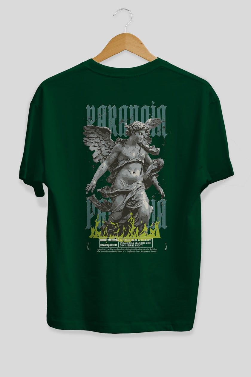 Paranoia Arka Baskılı Oversize t-shirt Erkek Kadın %100 Pamuk Bisiklet Yaka tişort