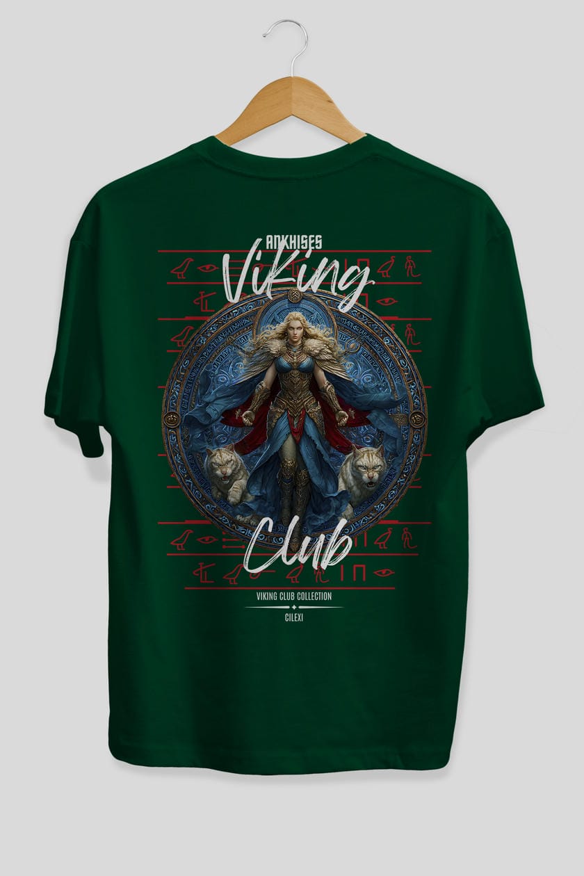 Freyja Baskılı Oversize t-shirt Erkek Kadın %100 Pamuk Bisiklet Yaka tişort
