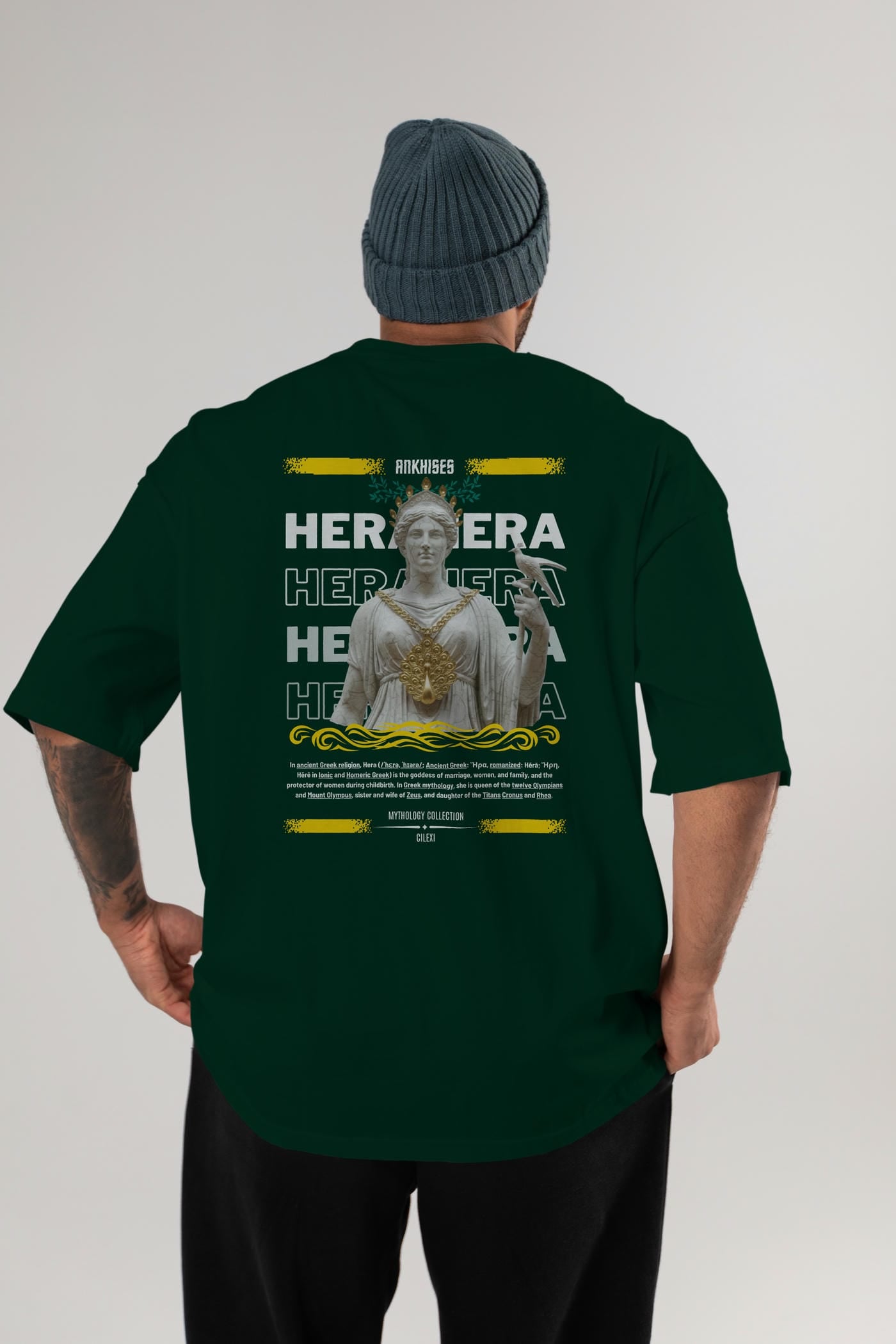 Hera 2 Arka Baskılı Oversize t-shirt Erkek Kadın %100 Pamuk Bisiklet Yaka tişort