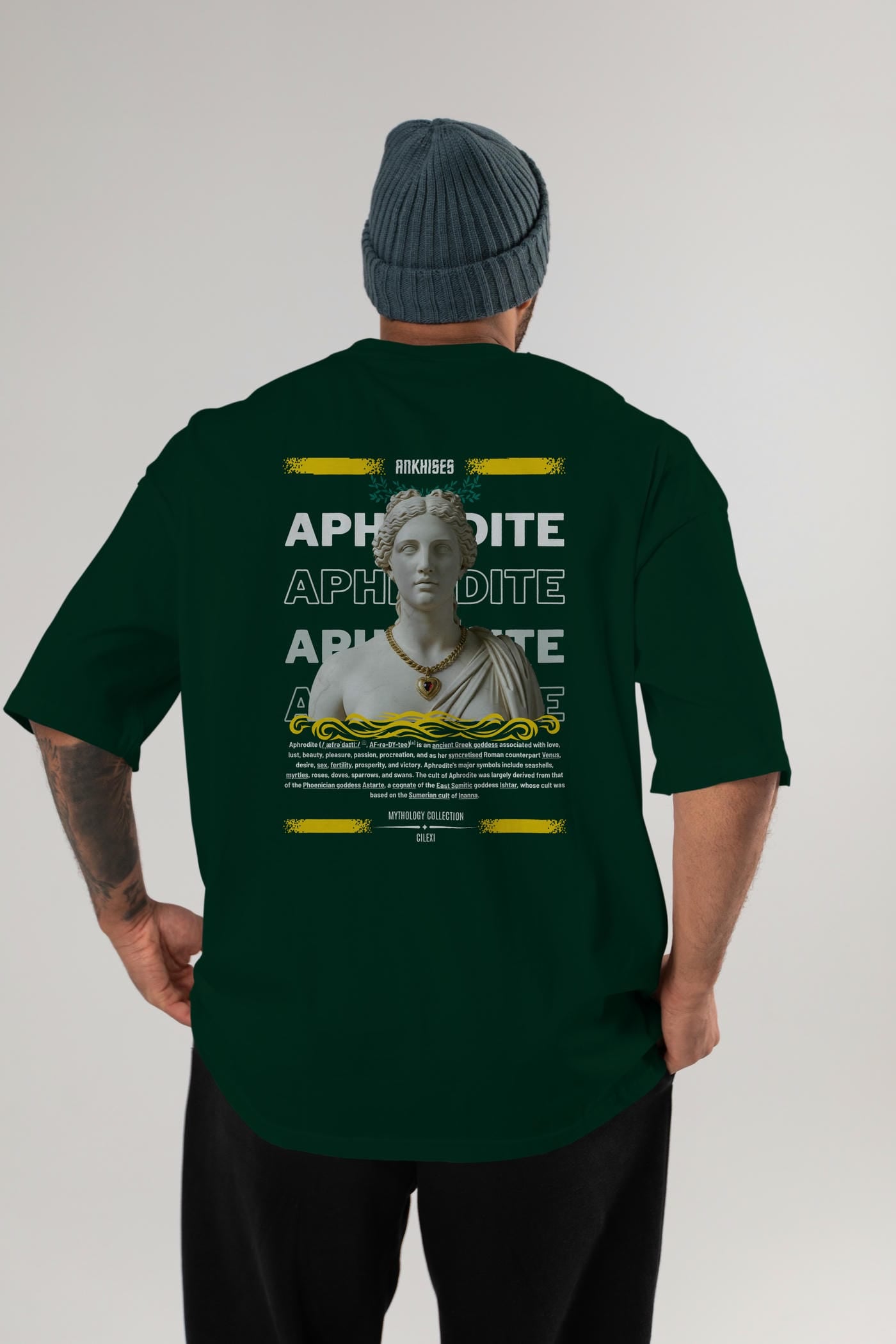 Aphrodite 1 Arka Baskılı Oversize t-shirt Erkek Kadın %100 Pamuk Bisiklet Yaka tişort