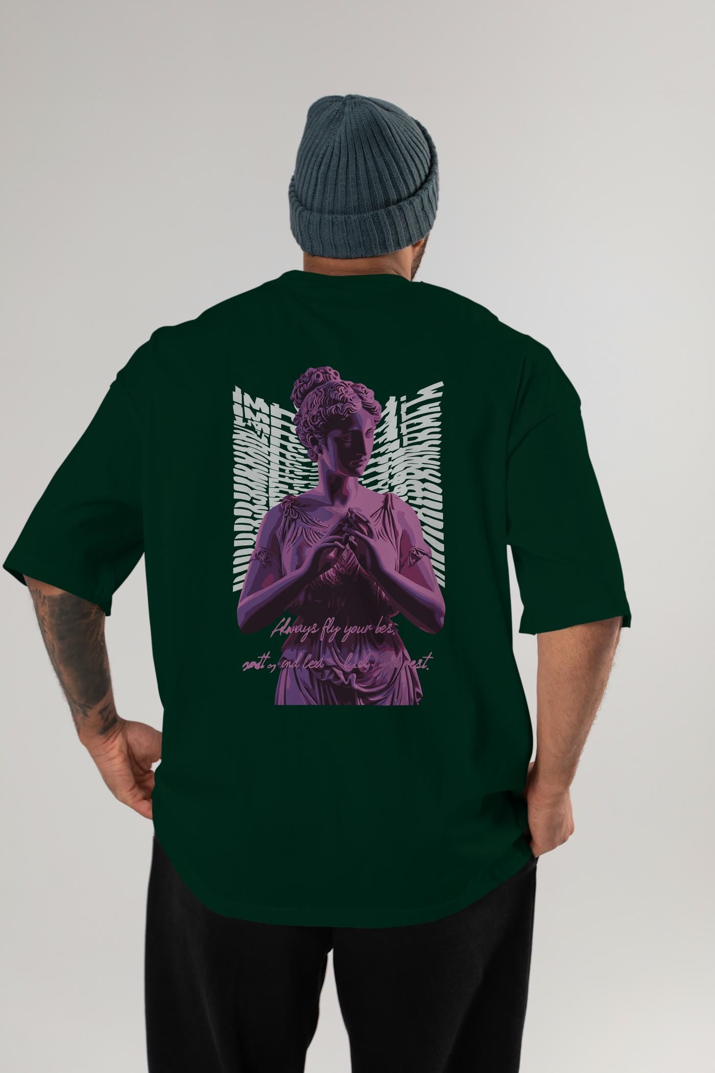 Always Fly Arka Baskılı Oversize t-shirt Erkek Kadın %100 Pamuk Bisiklet Yaka tişort