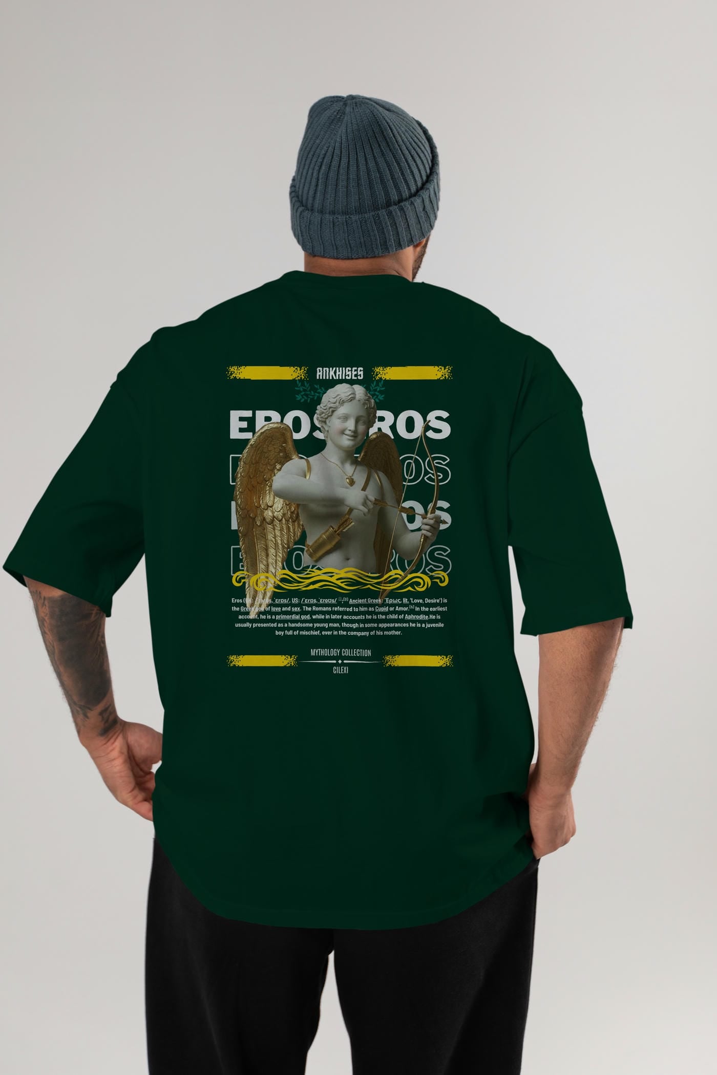 Eros Arka Baskılı Oversize t-shirt Erkek Kadın %100 Pamuk Bisiklet Yaka tişort