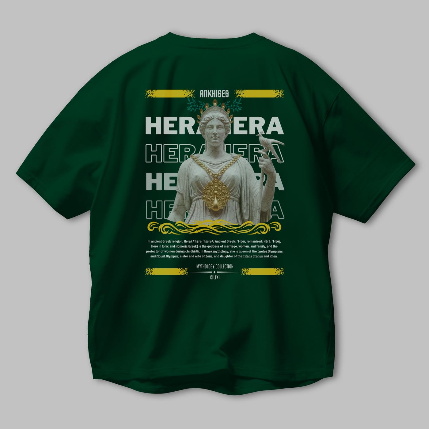 Hera 2 Arka Baskılı Oversize t-shirt Erkek Kadın %100 Pamuk Bisiklet Yaka tişort