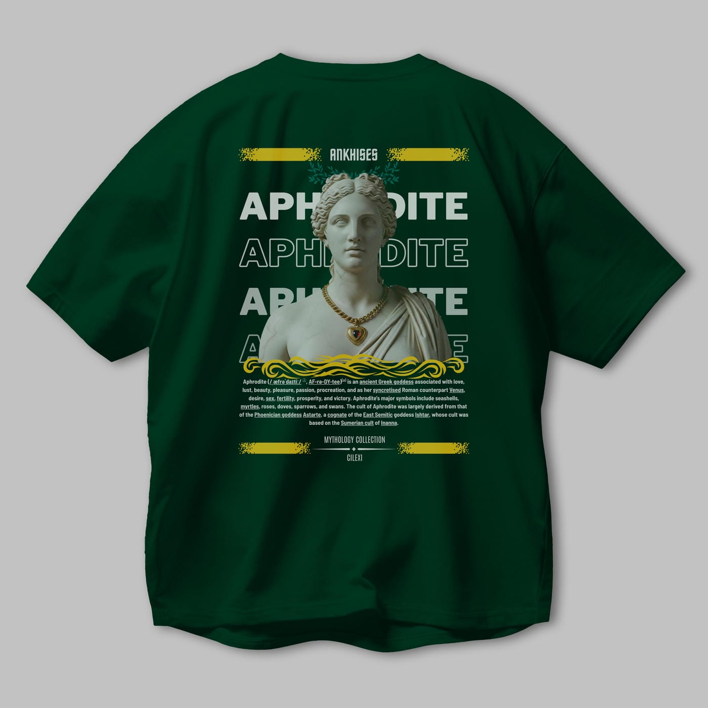 Aphrodite 1 Arka Baskılı Oversize t-shirt Erkek Kadın %100 Pamuk Bisiklet Yaka tişort