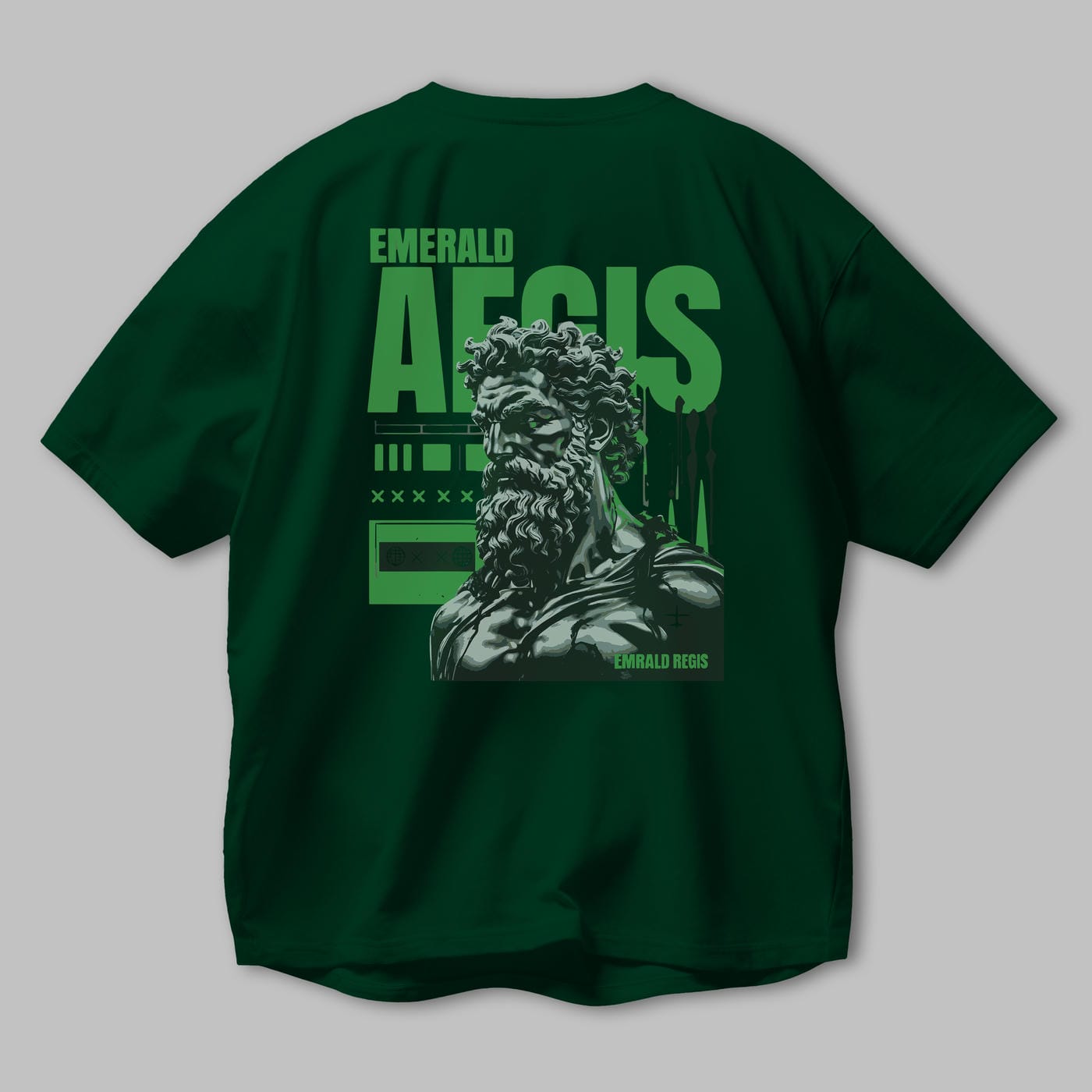 Emrald Regis Arka Baskılı Oversize t-shirt Erkek Kadın %100 Pamuk Bisiklet Yaka tişort