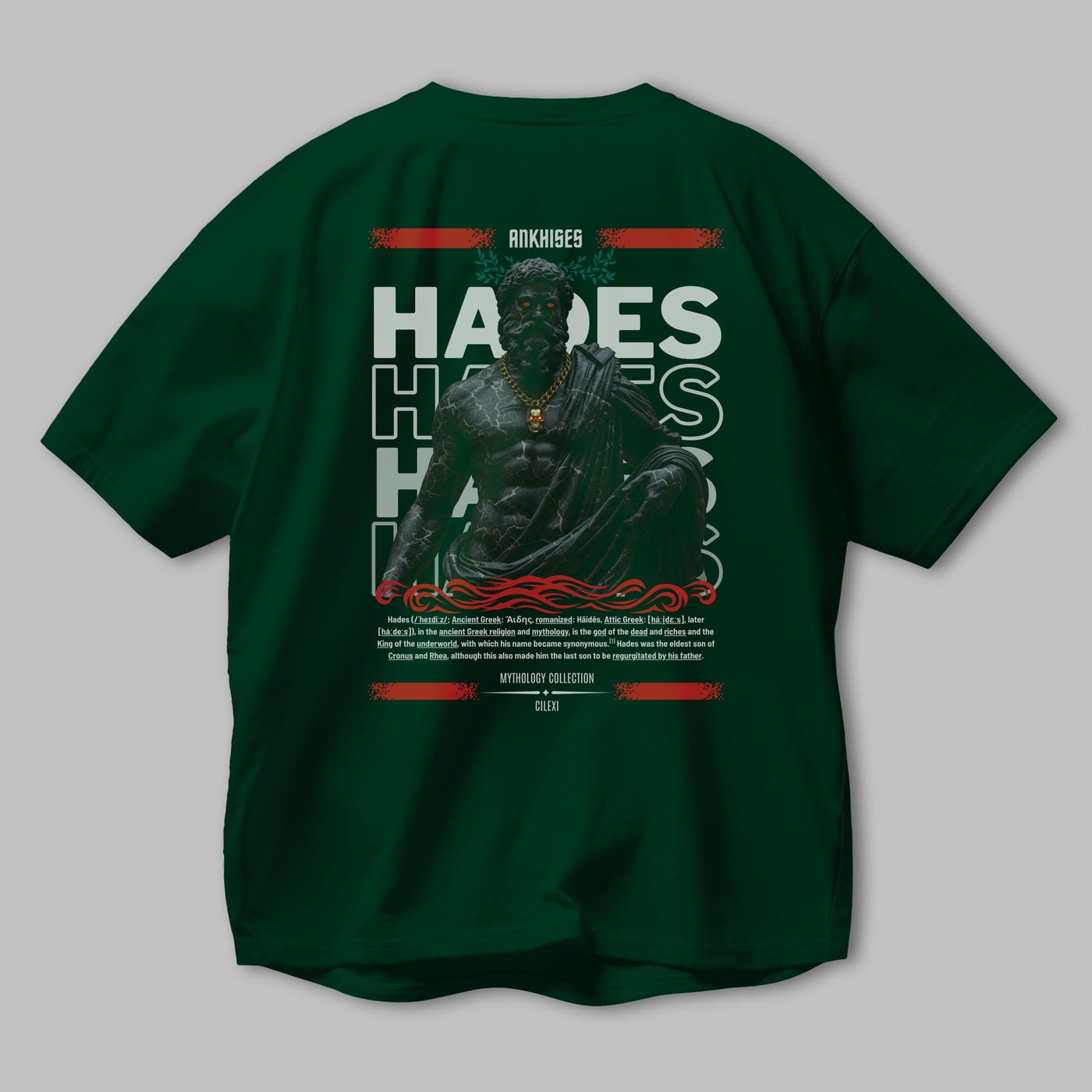Hades 1 Arka Baskılı Oversize t-shirt Erkek Kadın %100 Pamuk Bisiklet Yaka tişort