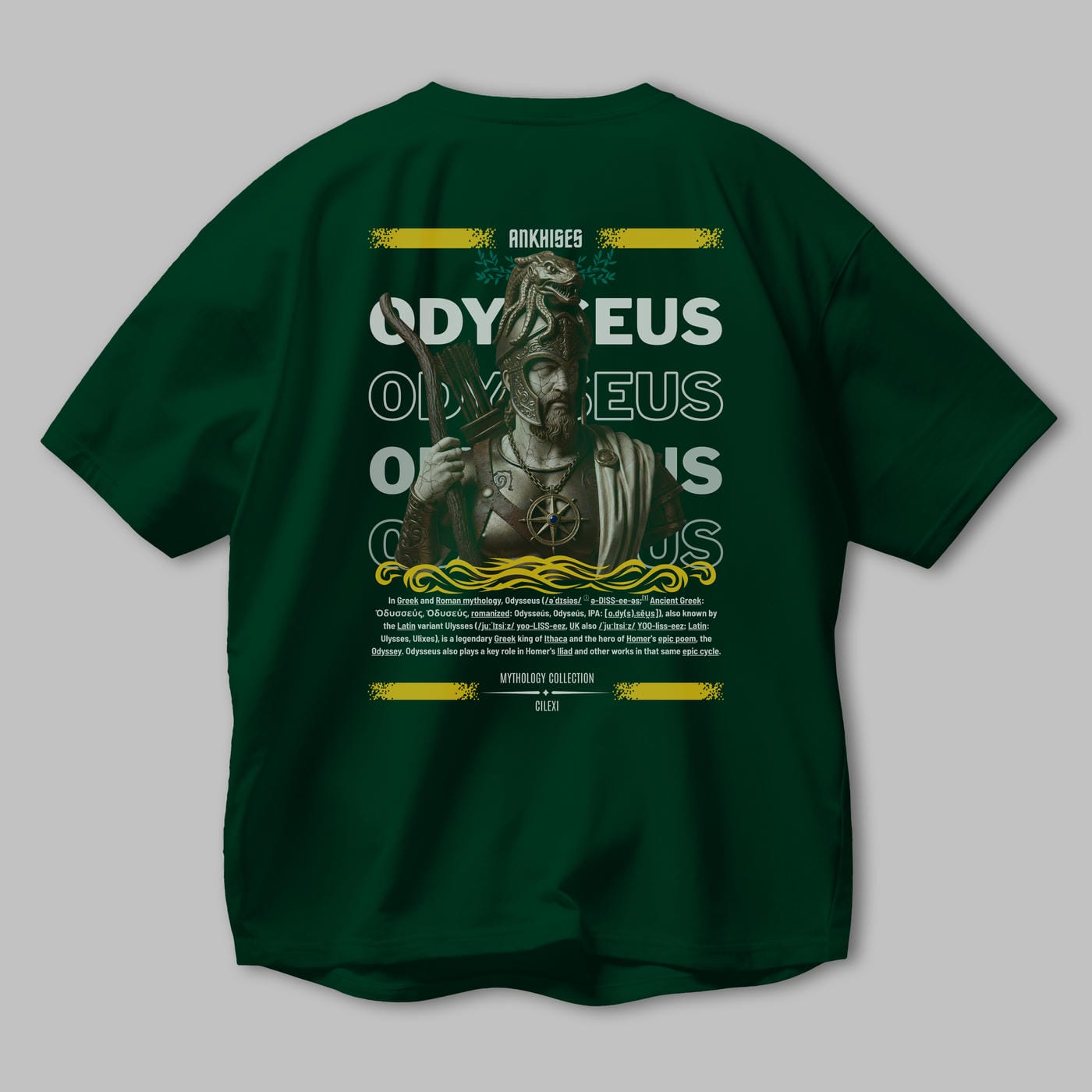 Odysseus 2 Arka Baskılı Oversize t-shirt Erkek Kadın %100 Pamuk Bisiklet Yaka tişort
