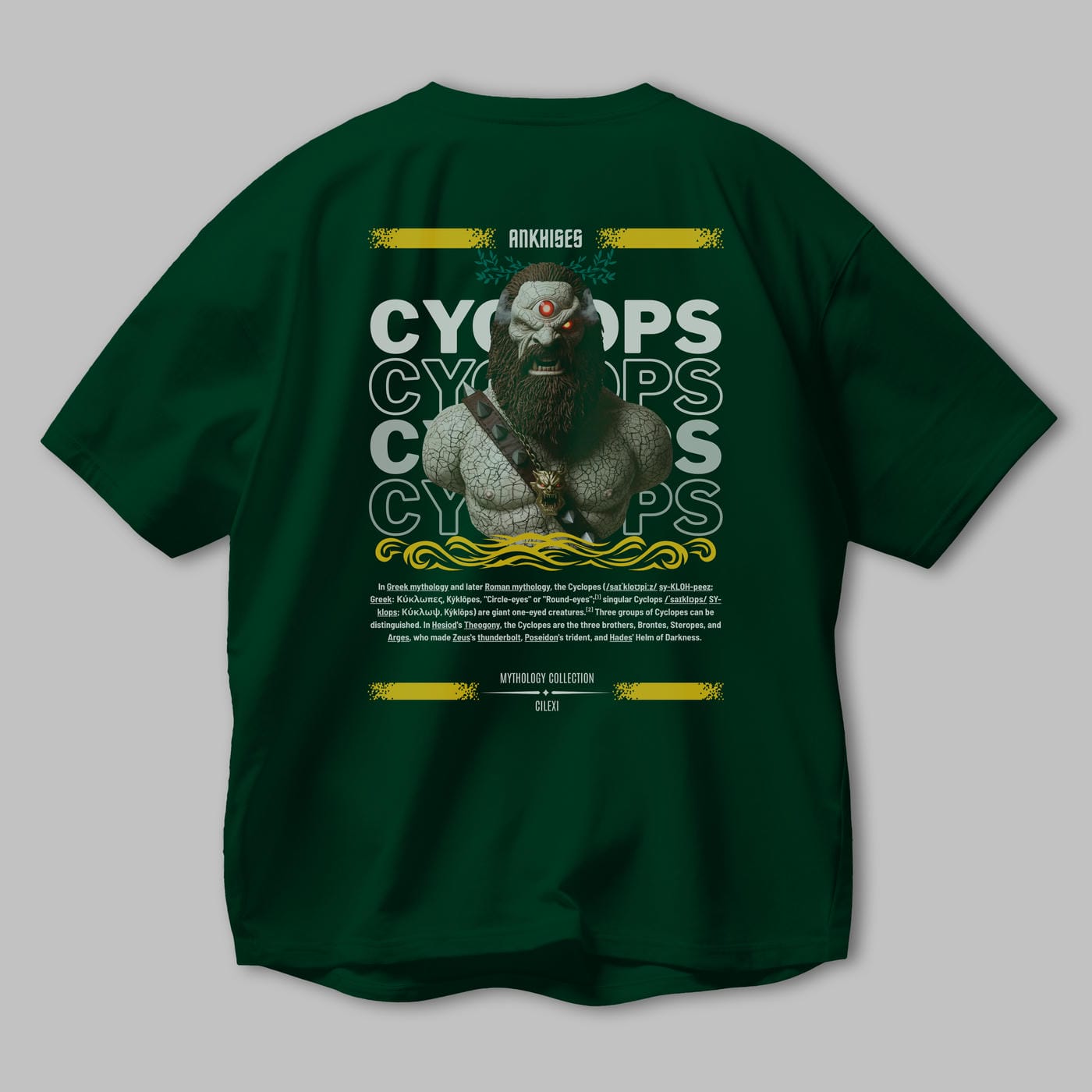 Cyclopes 1 Arka Baskılı Oversize t-shirt Erkek Kadın %100 Pamuk Bisiklet Yaka tişort
