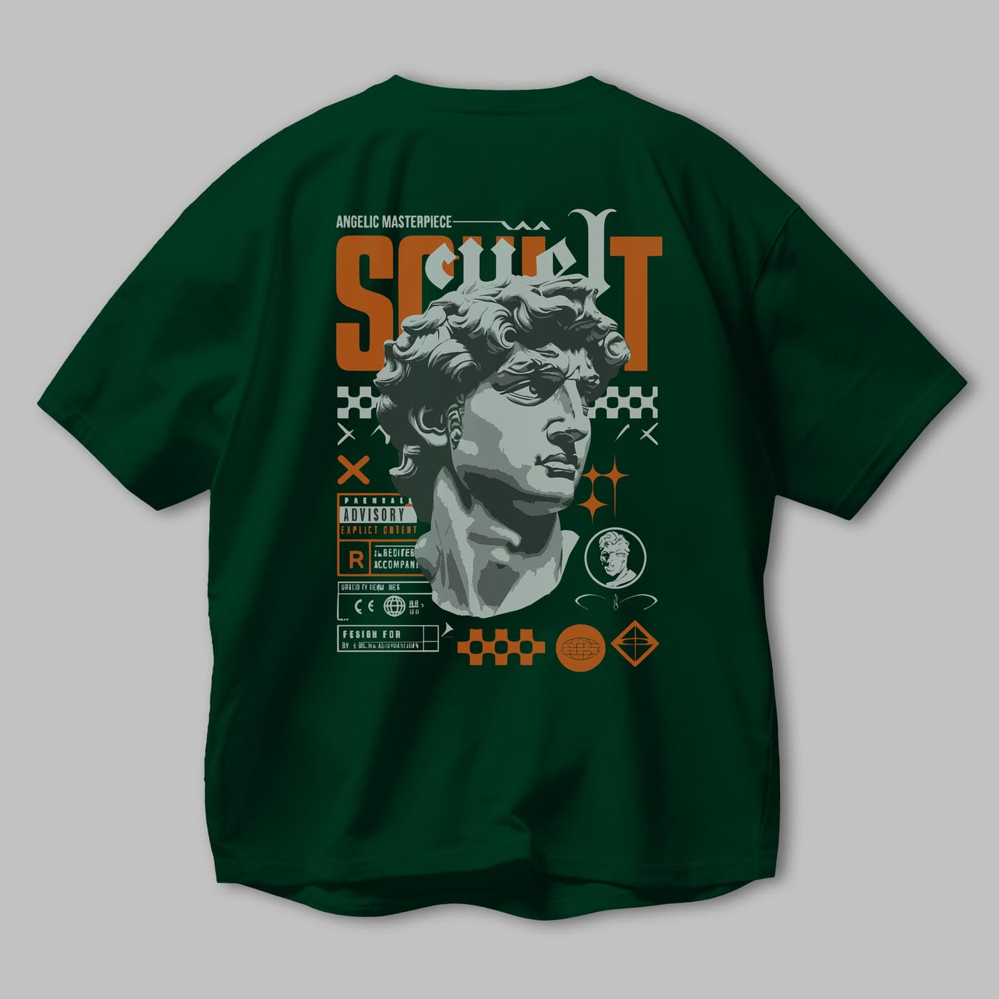 Scult Arka Baskılı Oversize t-shirt Erkek Kadın %100 Pamuk Bisiklet Yaka tişort