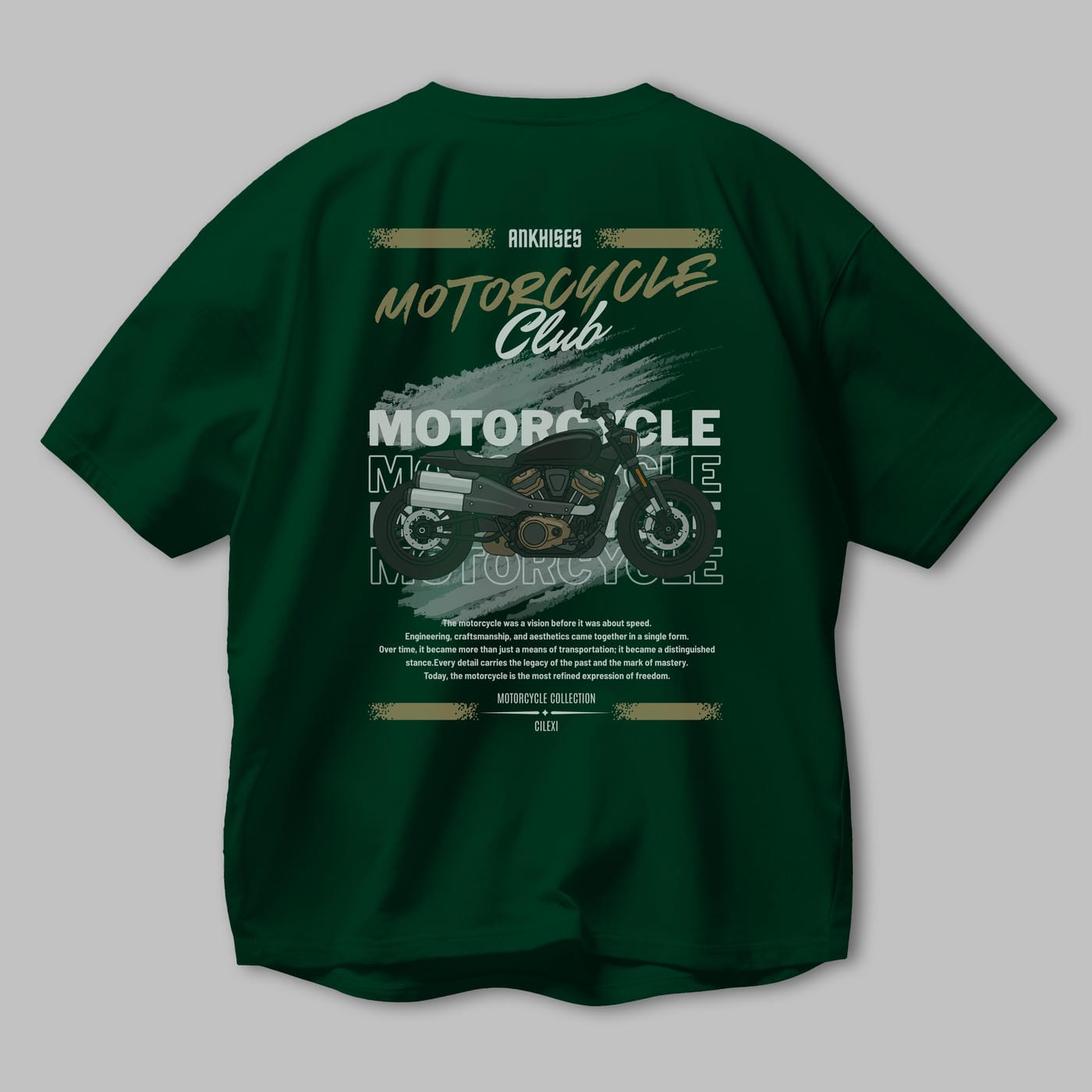 Motosiklet Serisi 29 Arka Baskılı Oversize t-shirt Erkek Kadın %100 Pamuk Bisiklet Yaka tişort