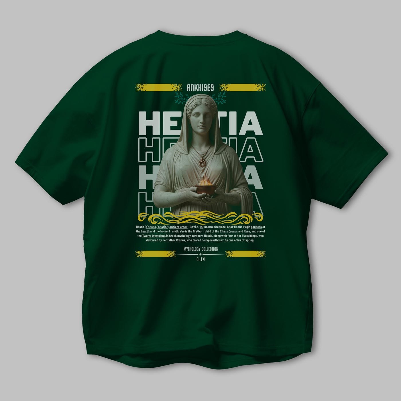 Hestia 1 Arka Baskılı Oversize t-shirt Erkek Kadın %100 Pamuk Bisiklet Yaka tişort