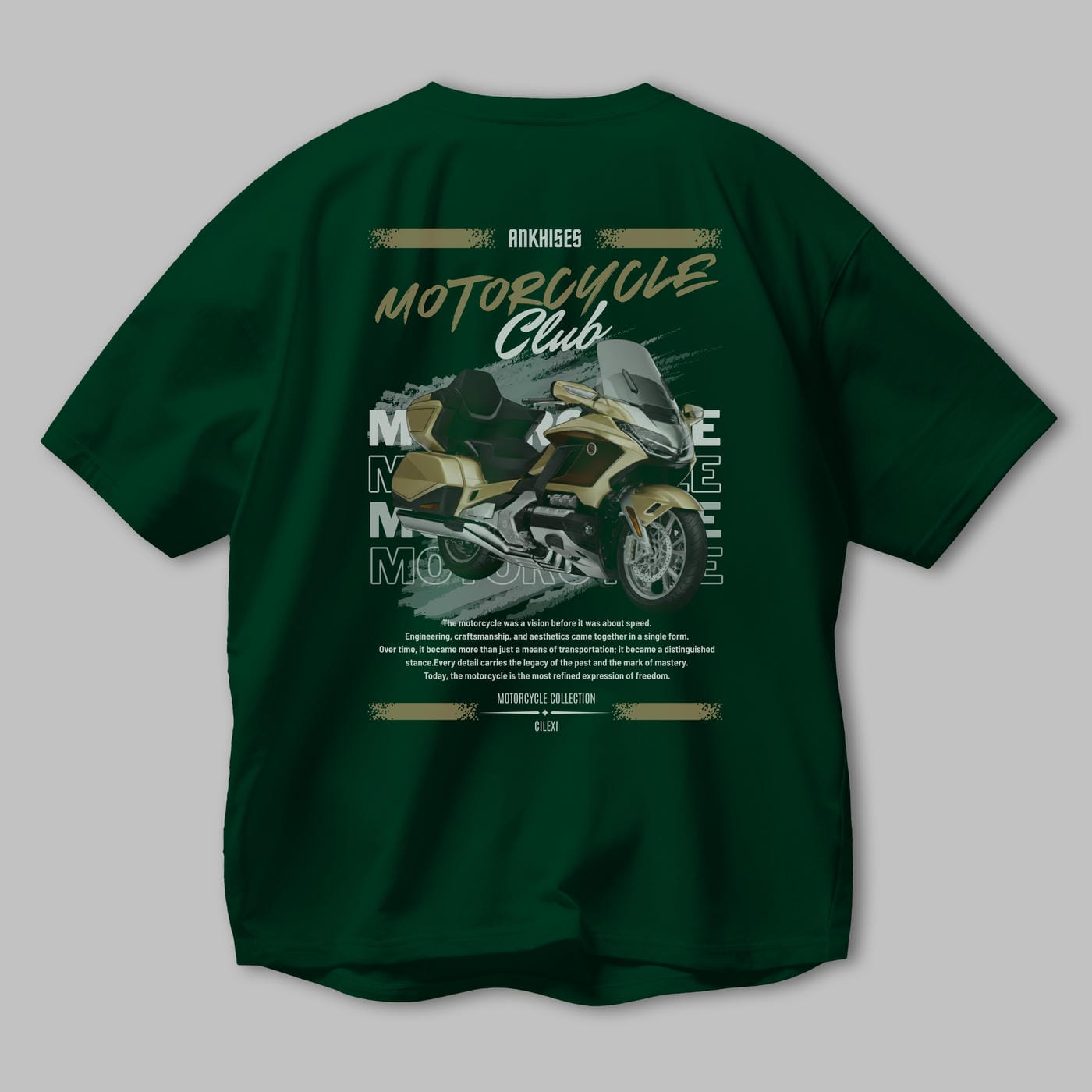 Motosiklet Serisi 28 Arka Baskılı Oversize t-shirt Erkek Kadın %100 Pamuk Bisiklet Yaka tişort