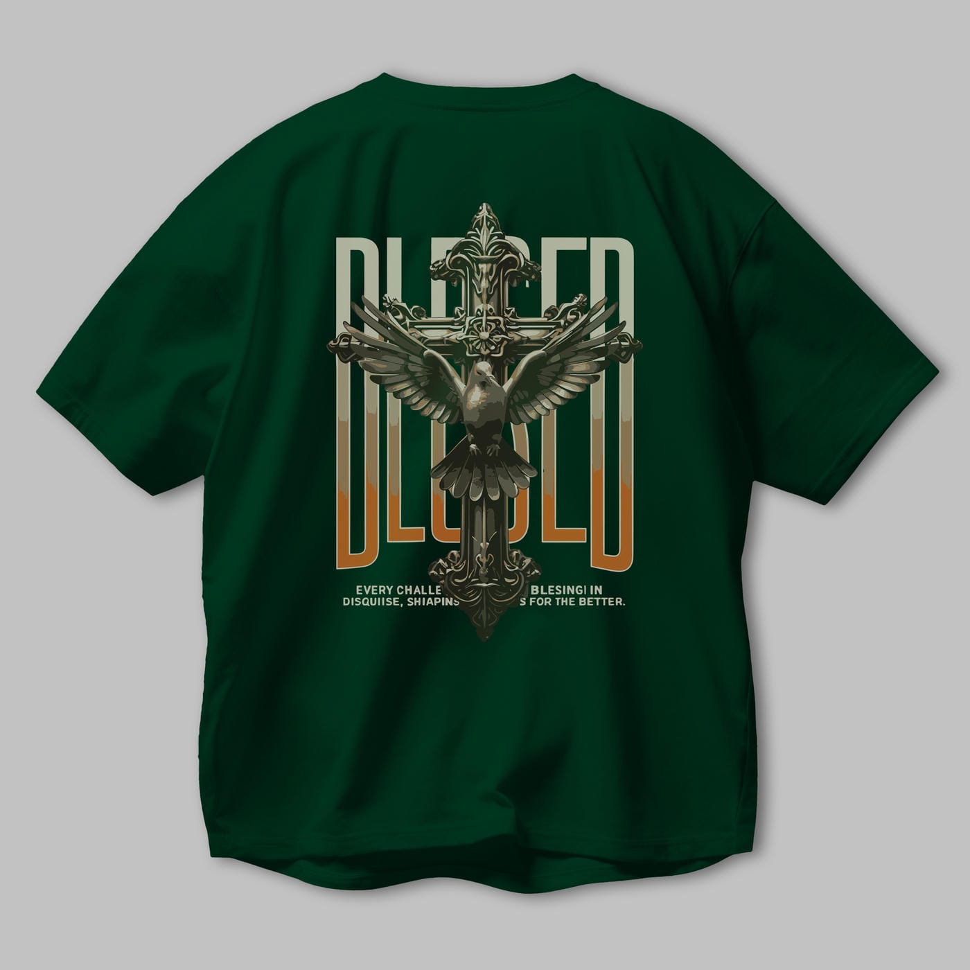 Blesed Arka Baskılı Oversize t-shirt Erkek Kadın %100 Pamuk Bisiklet Yaka tişort