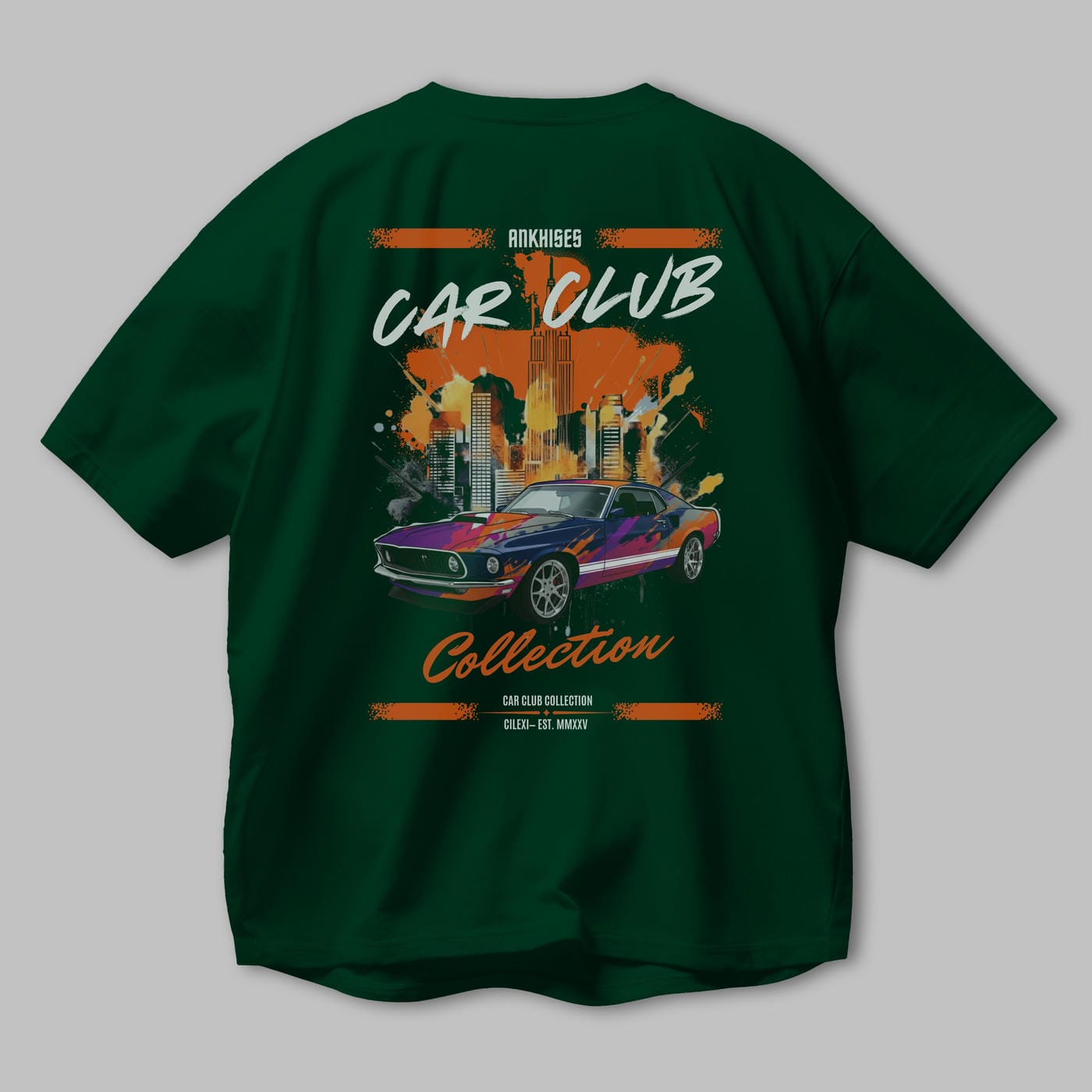 Araba Club Serisi 23 Baskılı Oversize t-shirt Erkek Kadın %100 Pamuk Bisiklet Yaka tişort