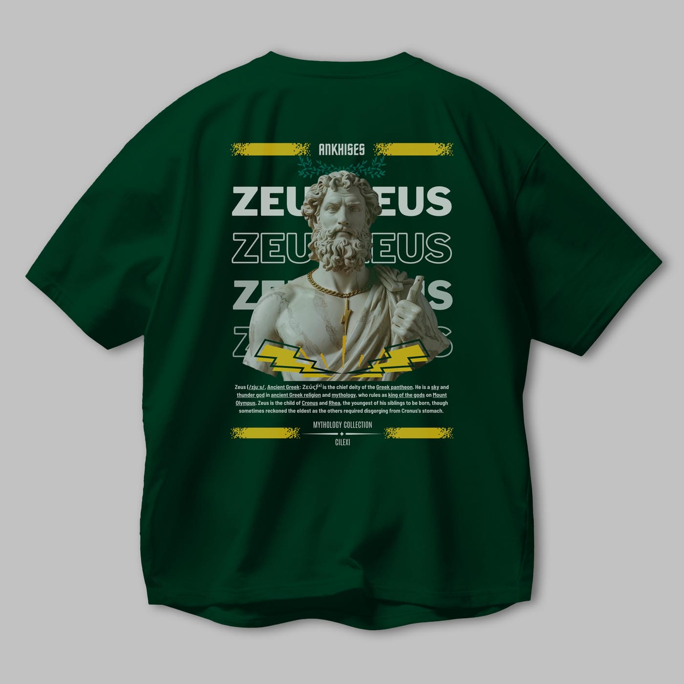Zeus 4 Arka Baskılı Oversize t-shirt Erkek Kadın %100 Pamuk Bisiklet Yaka tişort