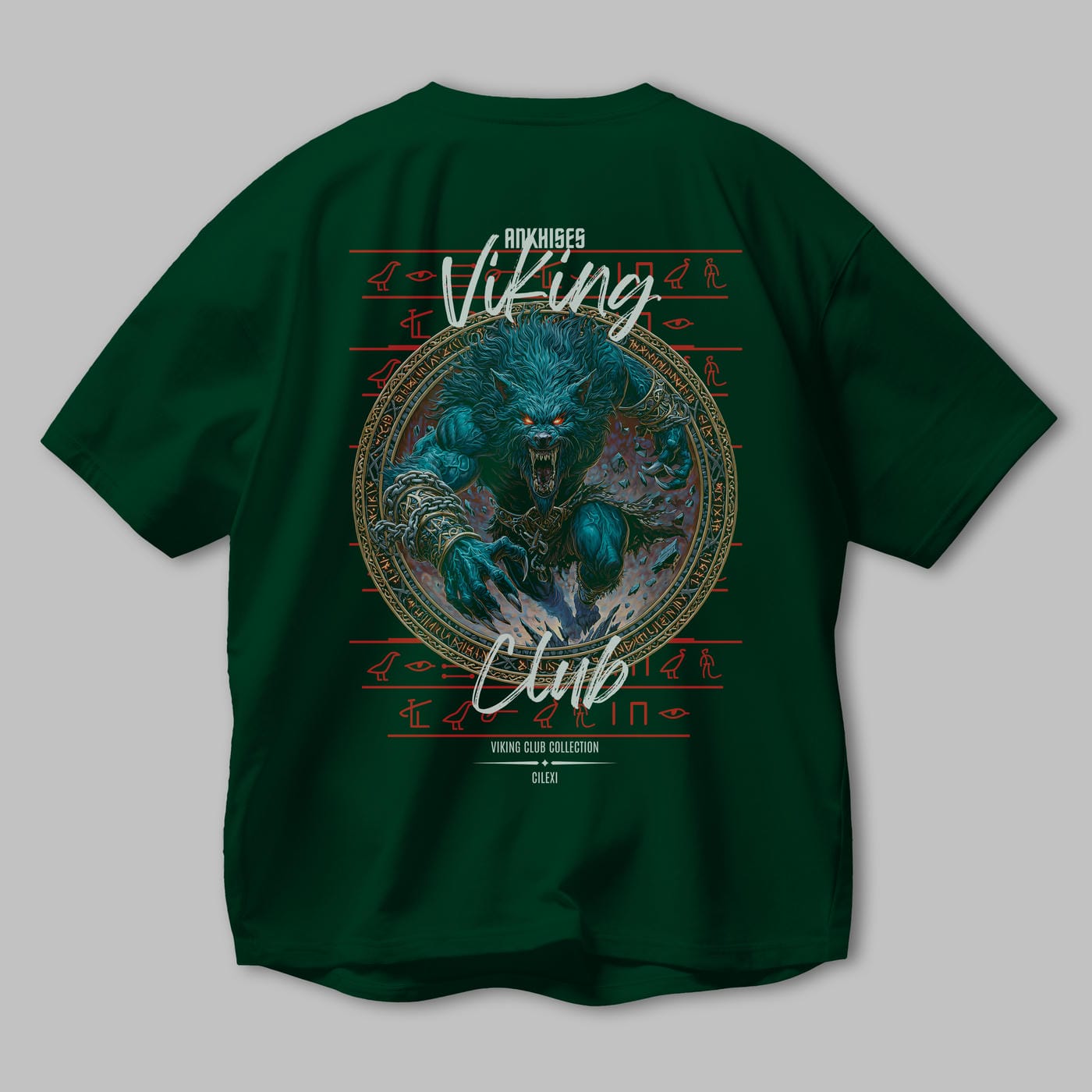 Fenrir Baskılı Oversize t-shirt Erkek Kadın %100 Pamuk Bisiklet Yaka tişort