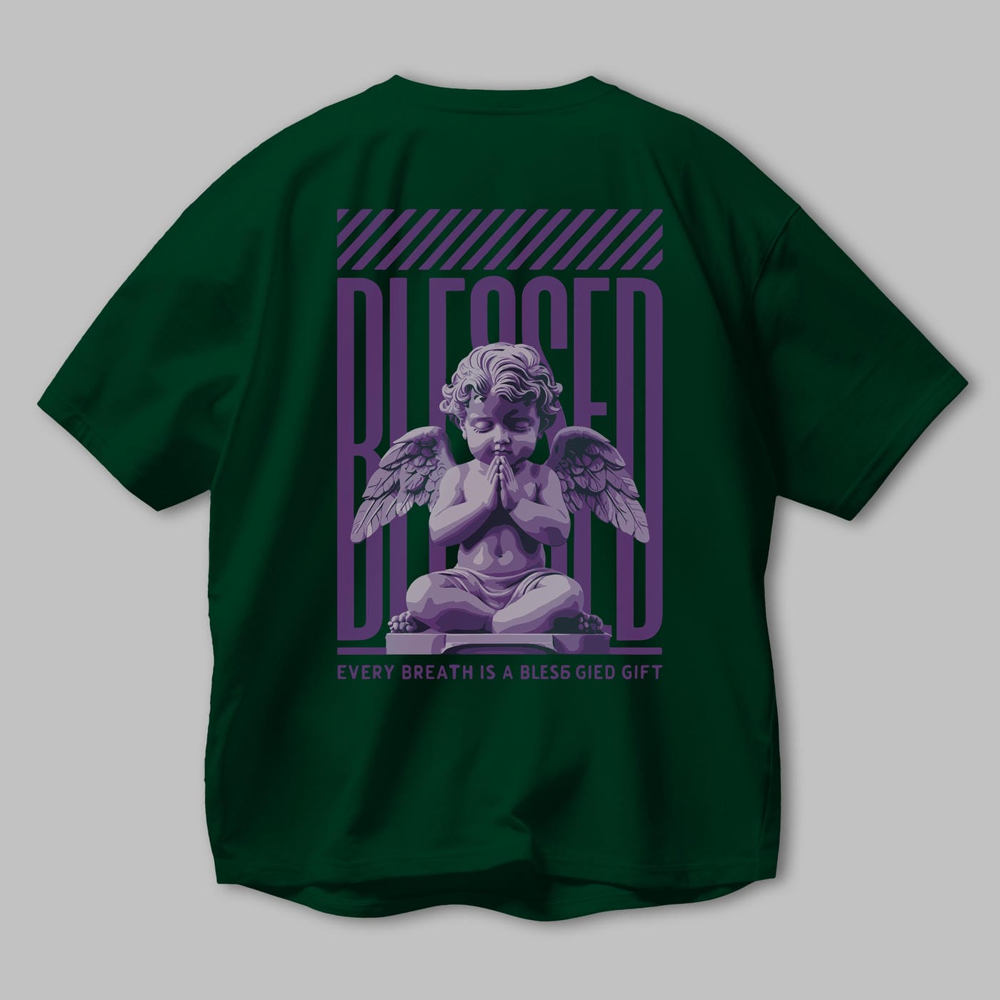 Blessed Arka Baskılı Oversize t-shirt Erkek Kadın %100 Pamuk Bisiklet Yaka tişort