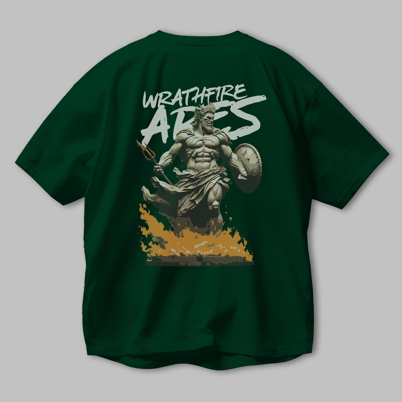 WrathFire Ares Arka Baskılı Oversize t-shirt Erkek Kadın %100 Pamuk Bisiklet Yaka tişort