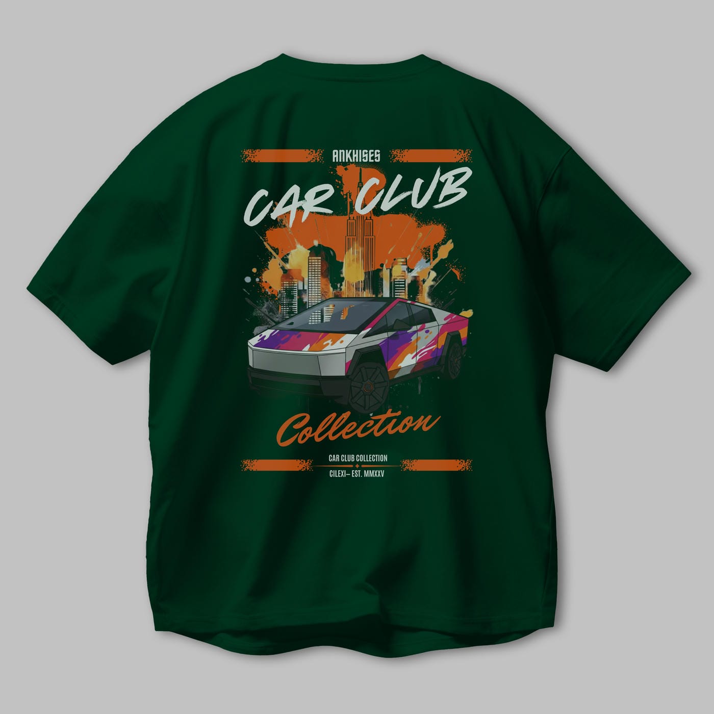 Araba Club Serisi 36 Baskılı Oversize t-shirt Erkek Kadın %100 Pamuk Bisiklet Yaka tişort