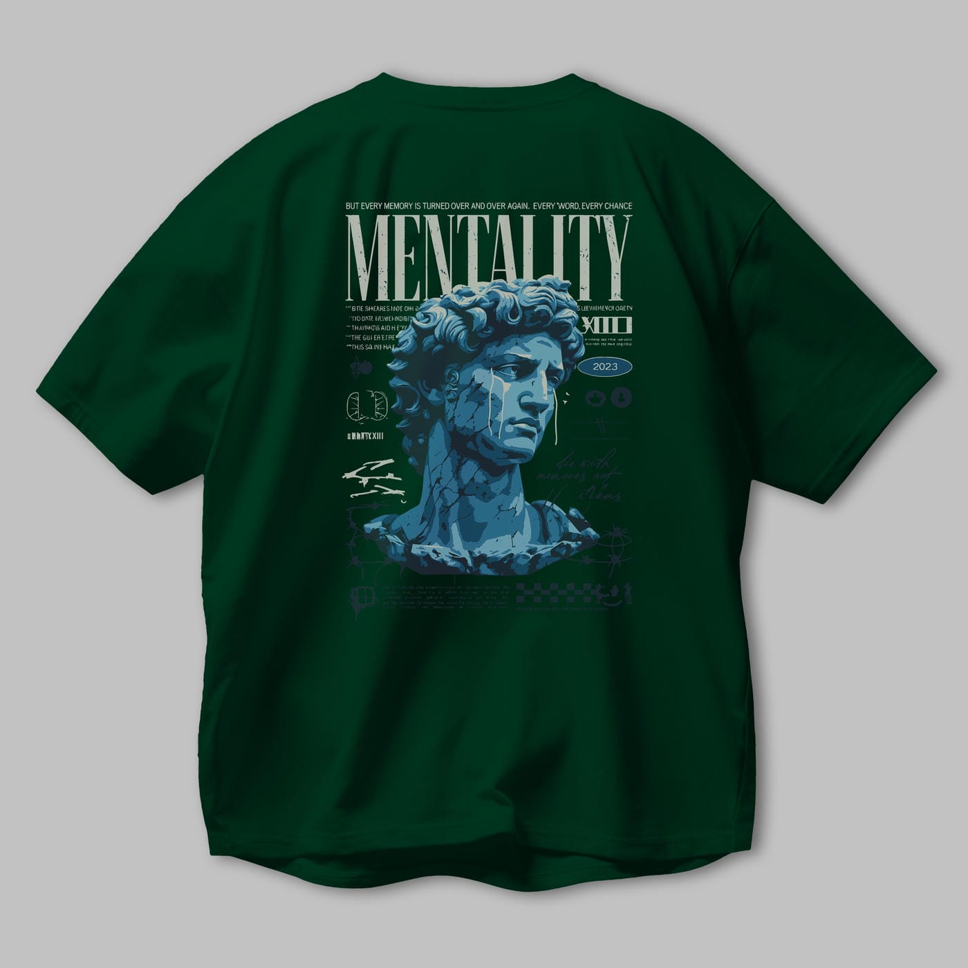Mentality 2 Arka Baskılı Oversize t-shirt Erkek Kadın %100 Pamuk Bisiklet Yaka tişort